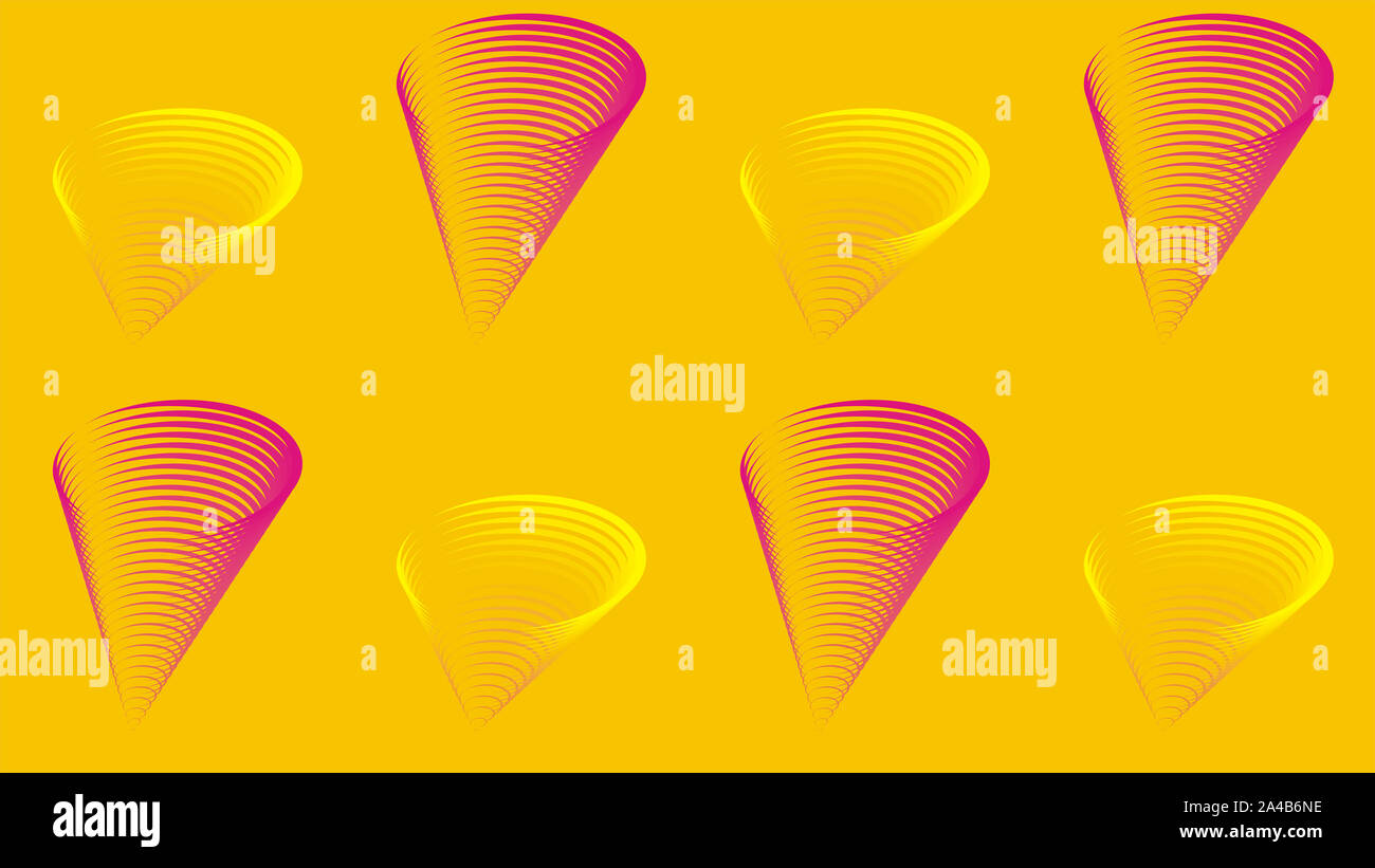 Abstract luminose magenta e spirali di limone su caldo giallo Foto Stock