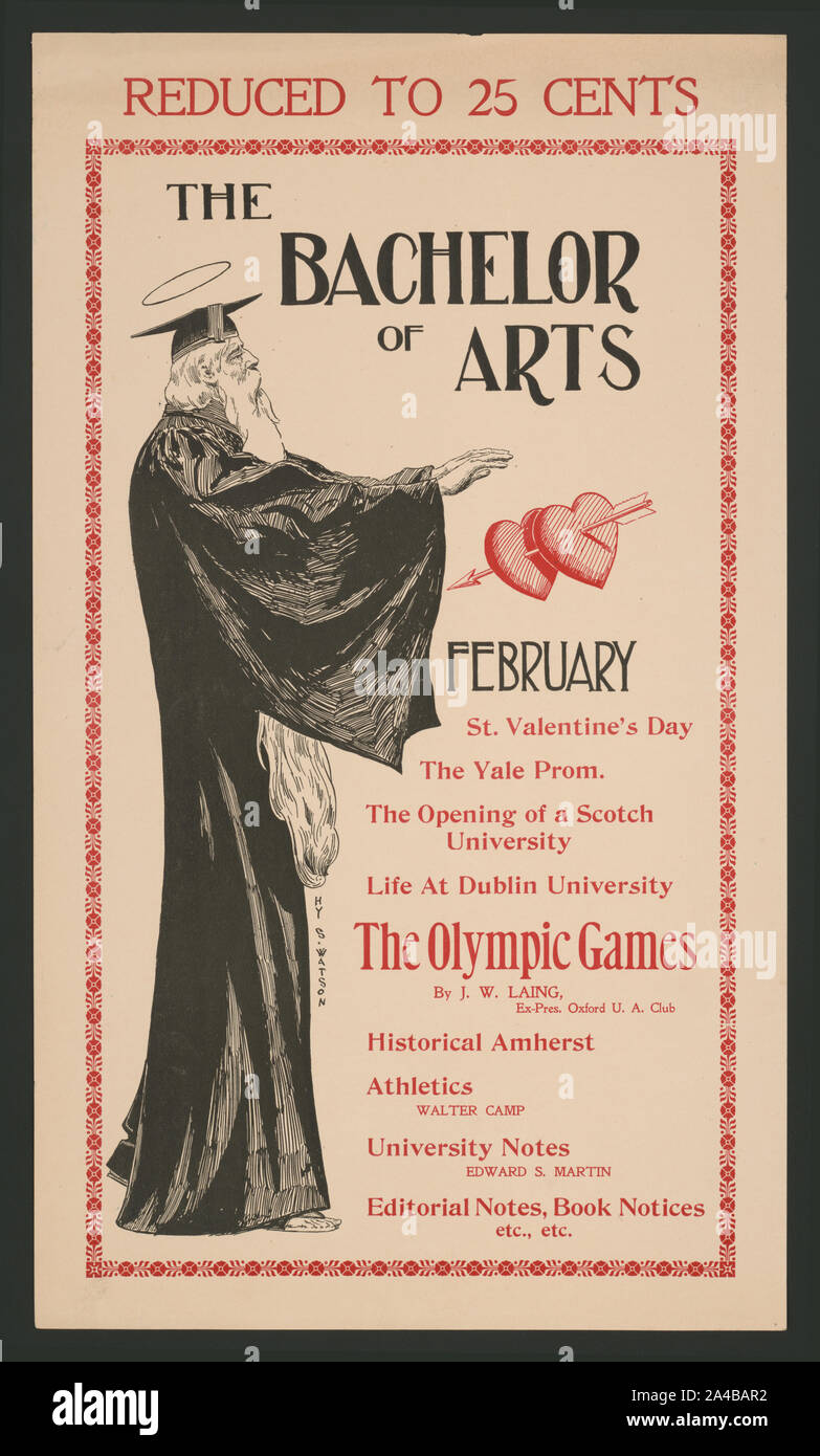 Il titolo di Bachelor of Arts [per] Febbraio Foto Stock