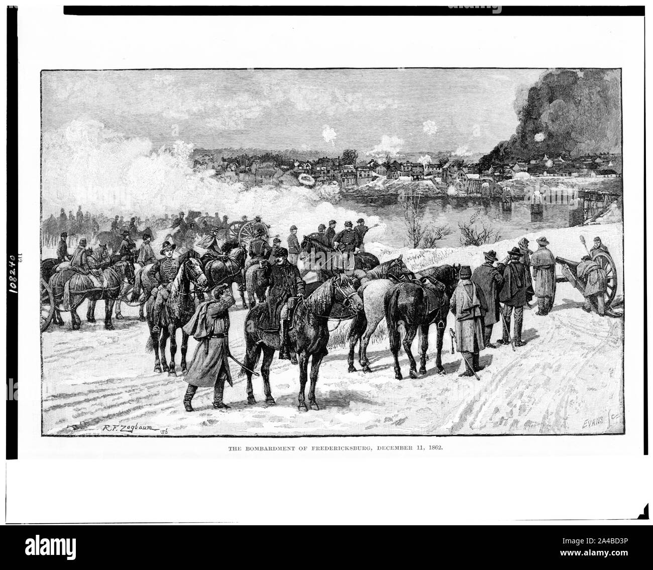 Il bombardamento di Fredericksburg, Dicembre 11, 1862 / R.F. Zogbaum Foto Stock