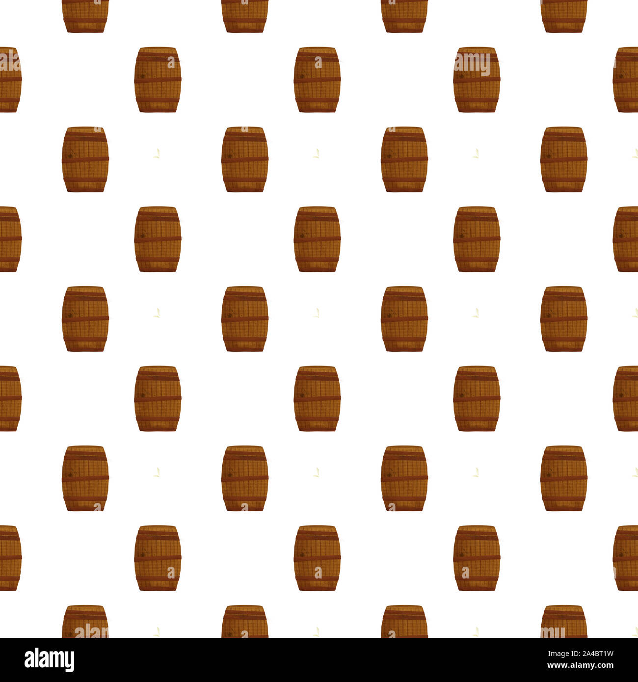 Cartoon pattern del vino in legno o barili di birra illustrazione su sfondo bianco. Vintage clip art in stile retrò Foto Stock