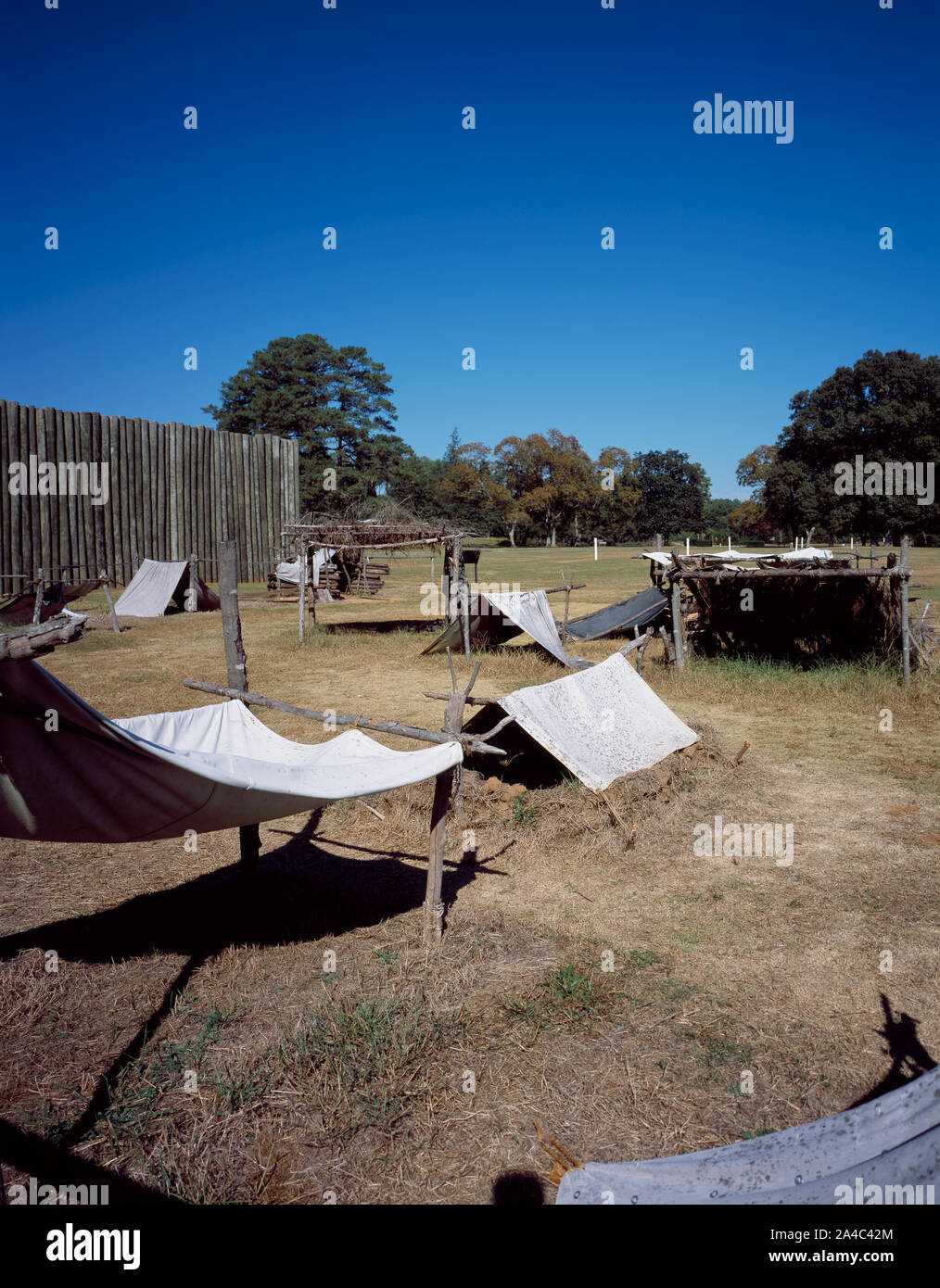 Il servizio del Parco Nazionale dedica una porzione della prigione di Andersonville motivi di rappresentazione di una spregevole camp, che i confederati chiamato Camp Sumter nel Andersonville, Georgia Foto Stock