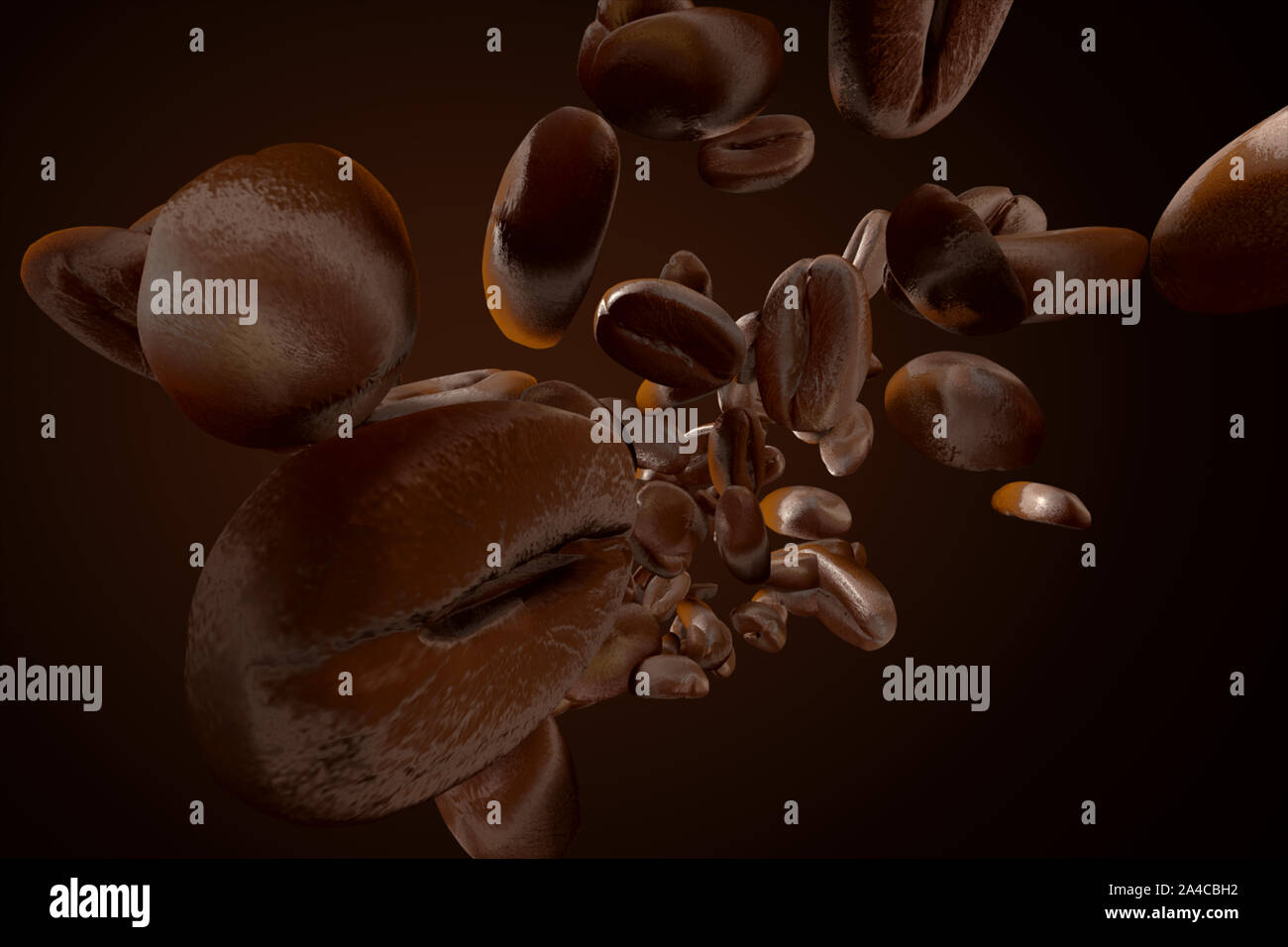 I chicchi di caffè su sfondo nero Foto Stock