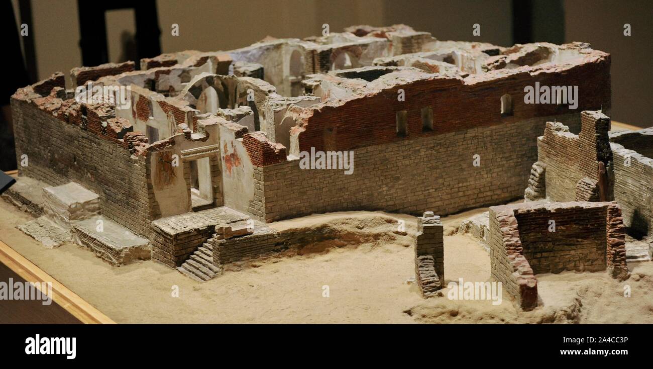 Maqueta de las ruinas de la Catedral de Faras (Sudán). Galería Faras. Museo Nacional. Varsovia. Polonia. Foto Stock