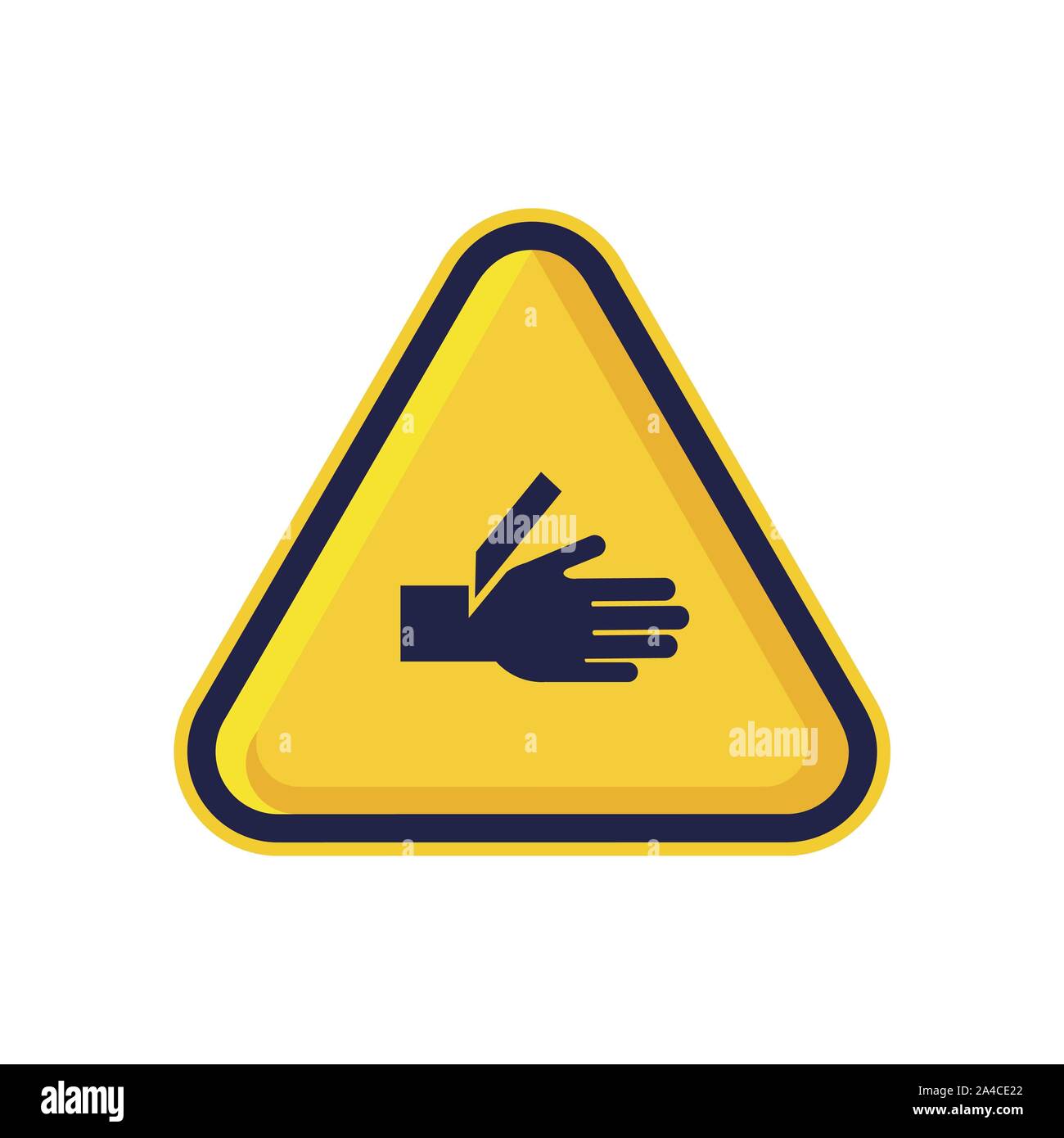 Il taglio delle dita o mani triangolo di avvertimento segno isolato su sfondo bianco. Simbolo di attenzione semplice, vettore di Piana, icona potete utilizzare il vostro sito desig Foto Stock