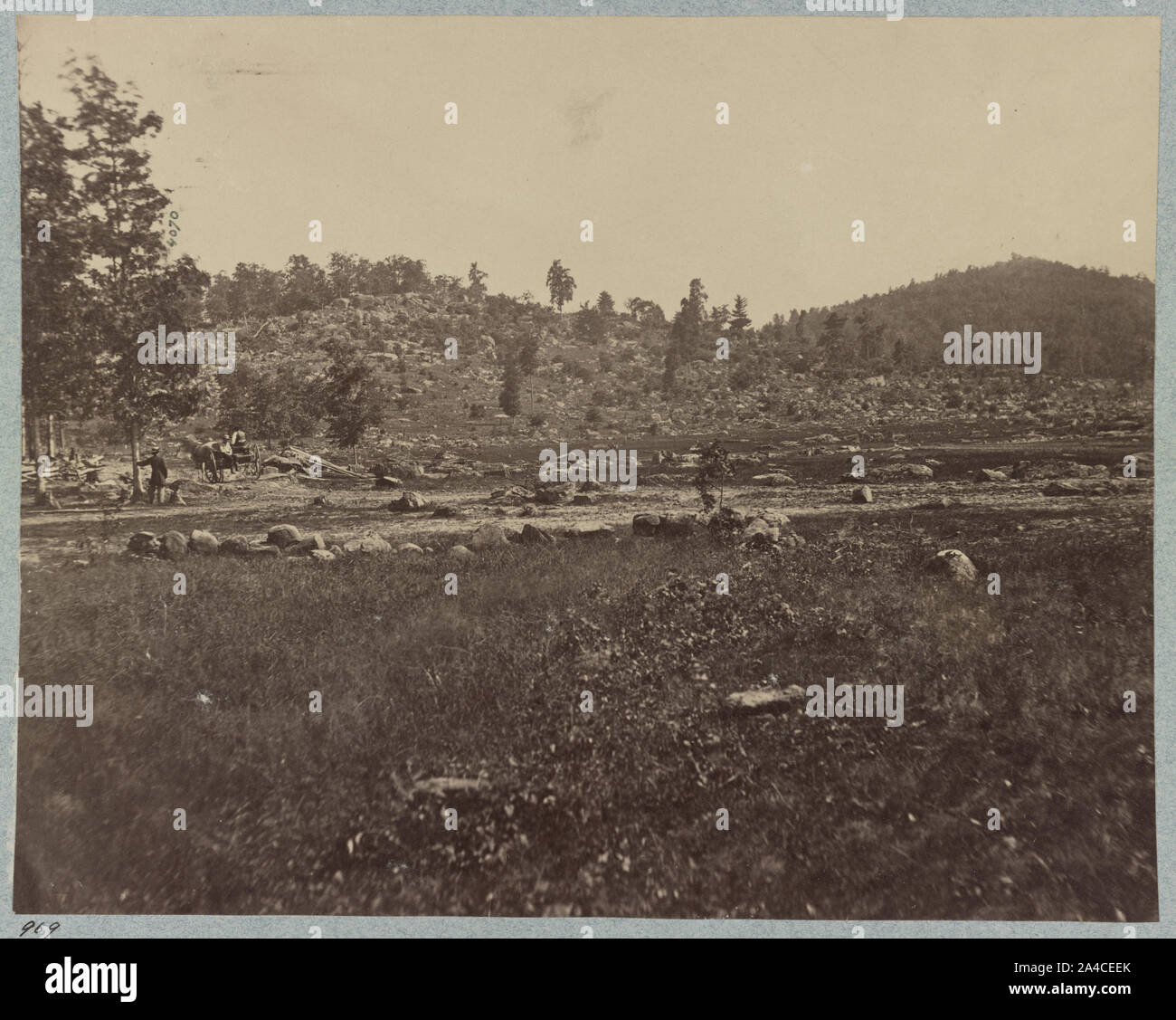 Campo di battaglia di Gettysburg. Little Round Top e testa tonda Foto Stock