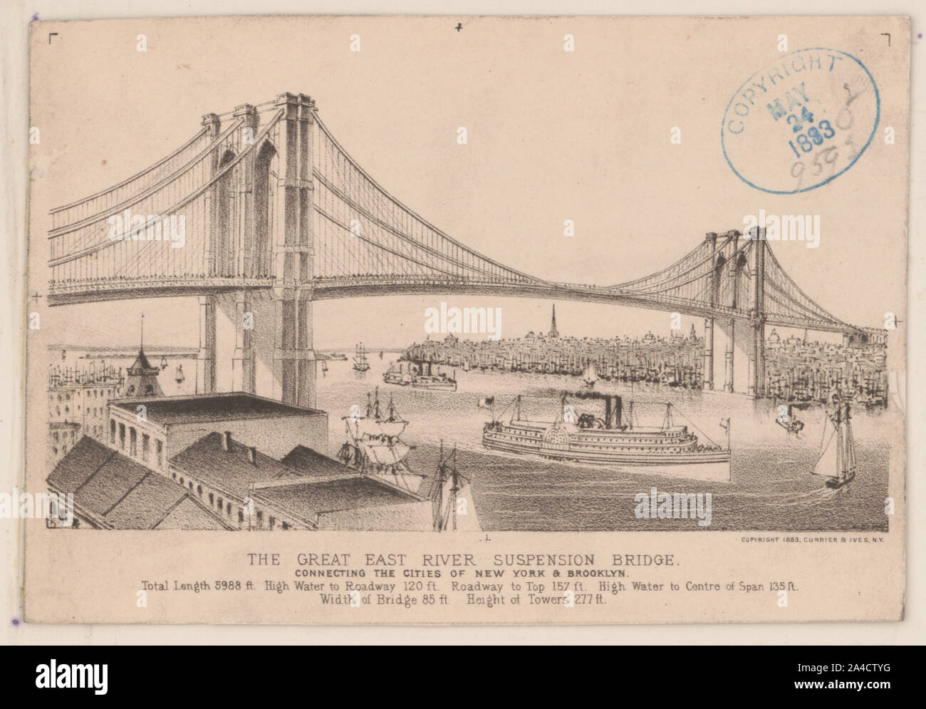 Il grande East River sospensione ponte: collegamento della città di New York e Brooklyn Foto Stock