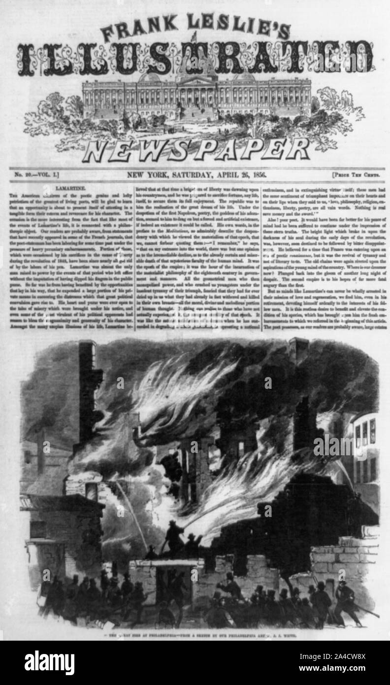 Il grande incendio a Philadelphia: tutta la pagina anteriore Foto Stock