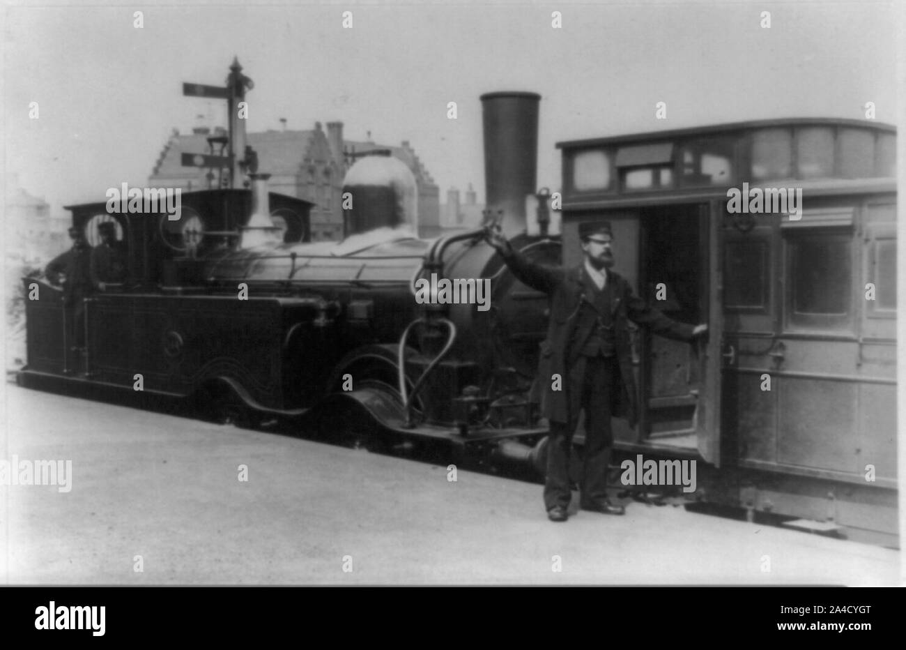 La testa di protezione sulla South Eastern Railway, 1885 -- Il motore è uno di Richard Christopher Mansell il cannoniere 0-4-4 serbatoi, costruita per Greenwich, Woolrich e Blackheath servizi locali Foto Stock