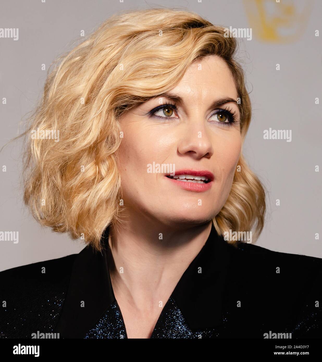 Cardiff, Galles. Xiii oct, 2019. L'attrice Jodie Whittaker assiste la ventottesima British Academy Cymru Awards presso il St David's Hall di Cardiff, Galles, UK. Credito: Tracey Paddison/Alamy Live News Foto Stock