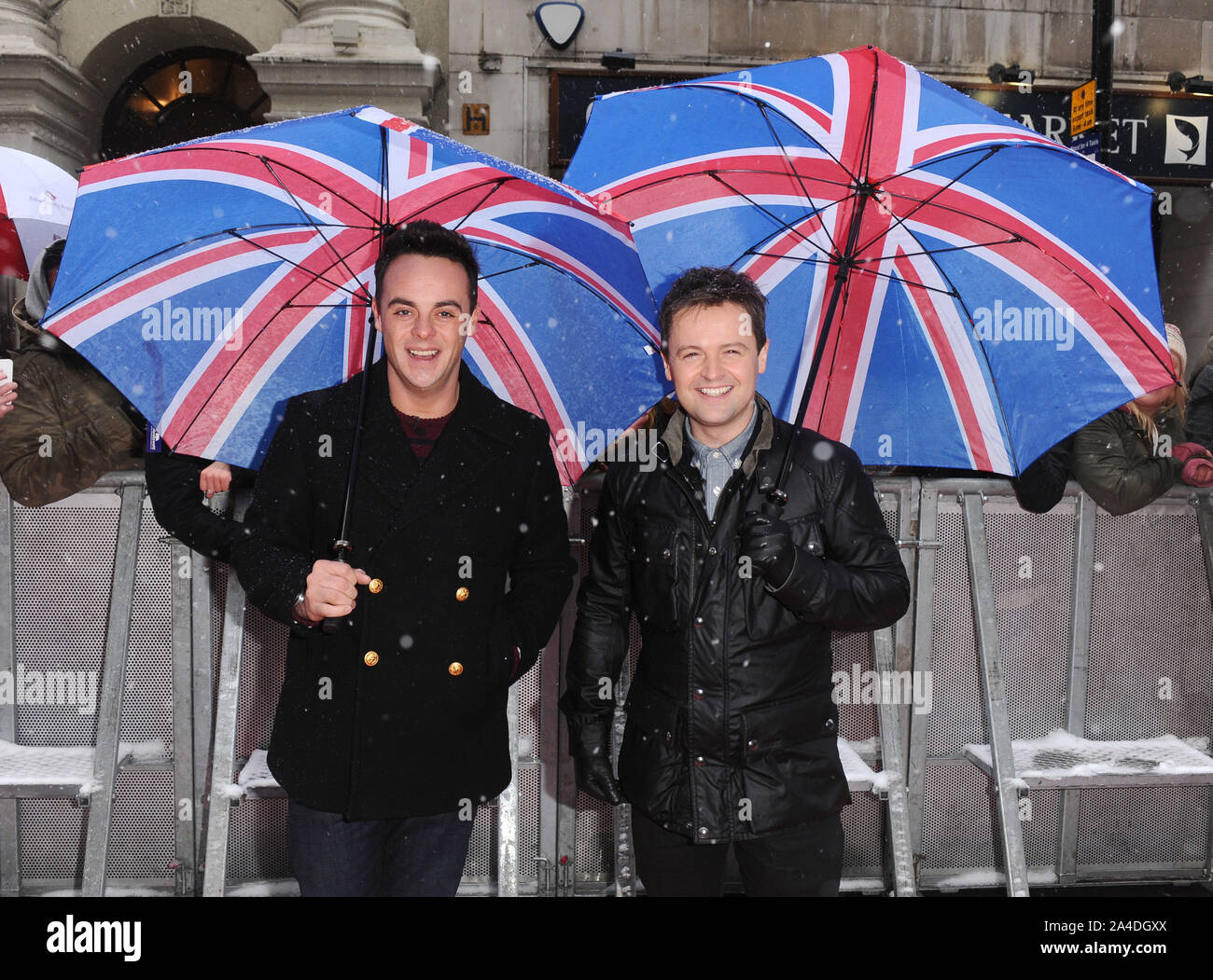 Foto deve essere accreditato ©Kate verde/Alpha premere 076817 20/01/13 Anthony McPartlin e Declan Donnelly Ant e Dec al Britains Got Talent Auditions al London Palladium Foto Stock