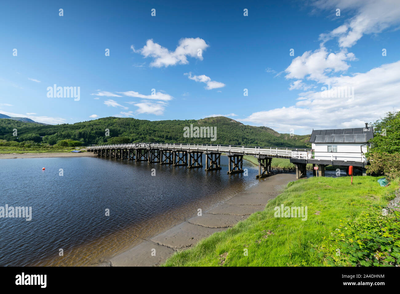 Penmaenpool ponte a pedaggio in Gwynedd sulla Mawddach estuary Foto Stock