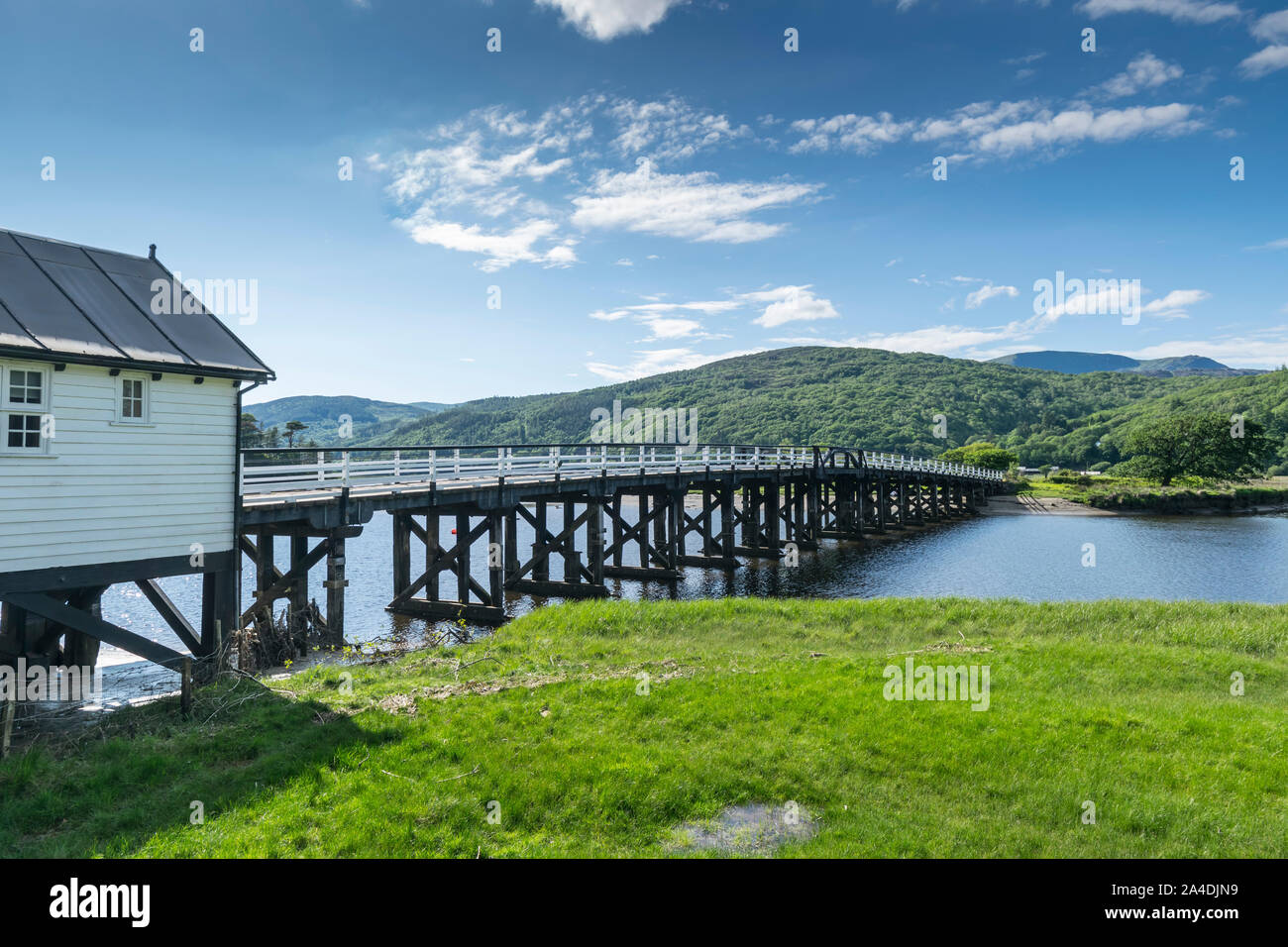 Penmaenpool ponte a pedaggio in Gwynedd sulla Mawddach estuary Foto Stock