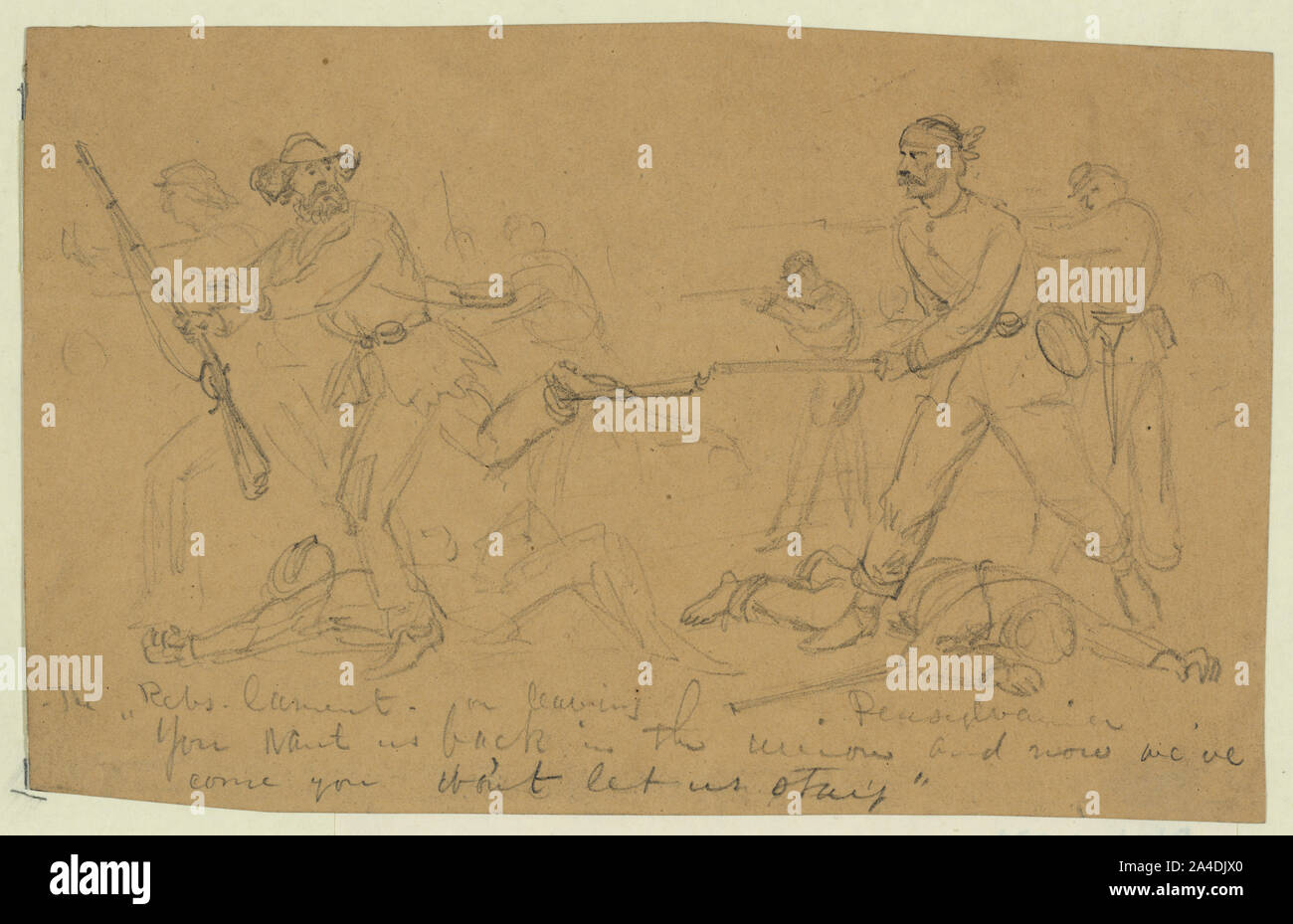 Il lamento rebs lasciando Penn., vuoi farci tornare indietro nell'Unione, e ora siamo venuti non rimaniamo Foto Stock