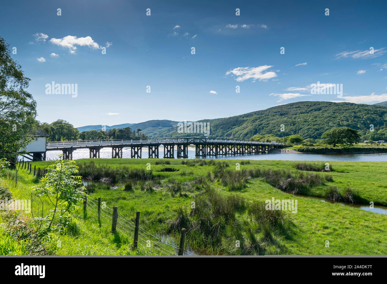 Penmaenpool ponte a pedaggio in Gwynedd sulla Mawddach estuary Foto Stock