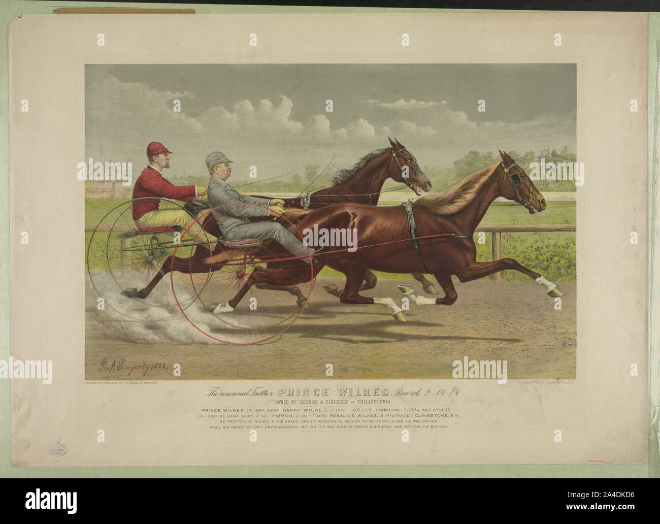 Il celebre trotter principe record documento Wilkes, 2:14 1/3 Foto Stock