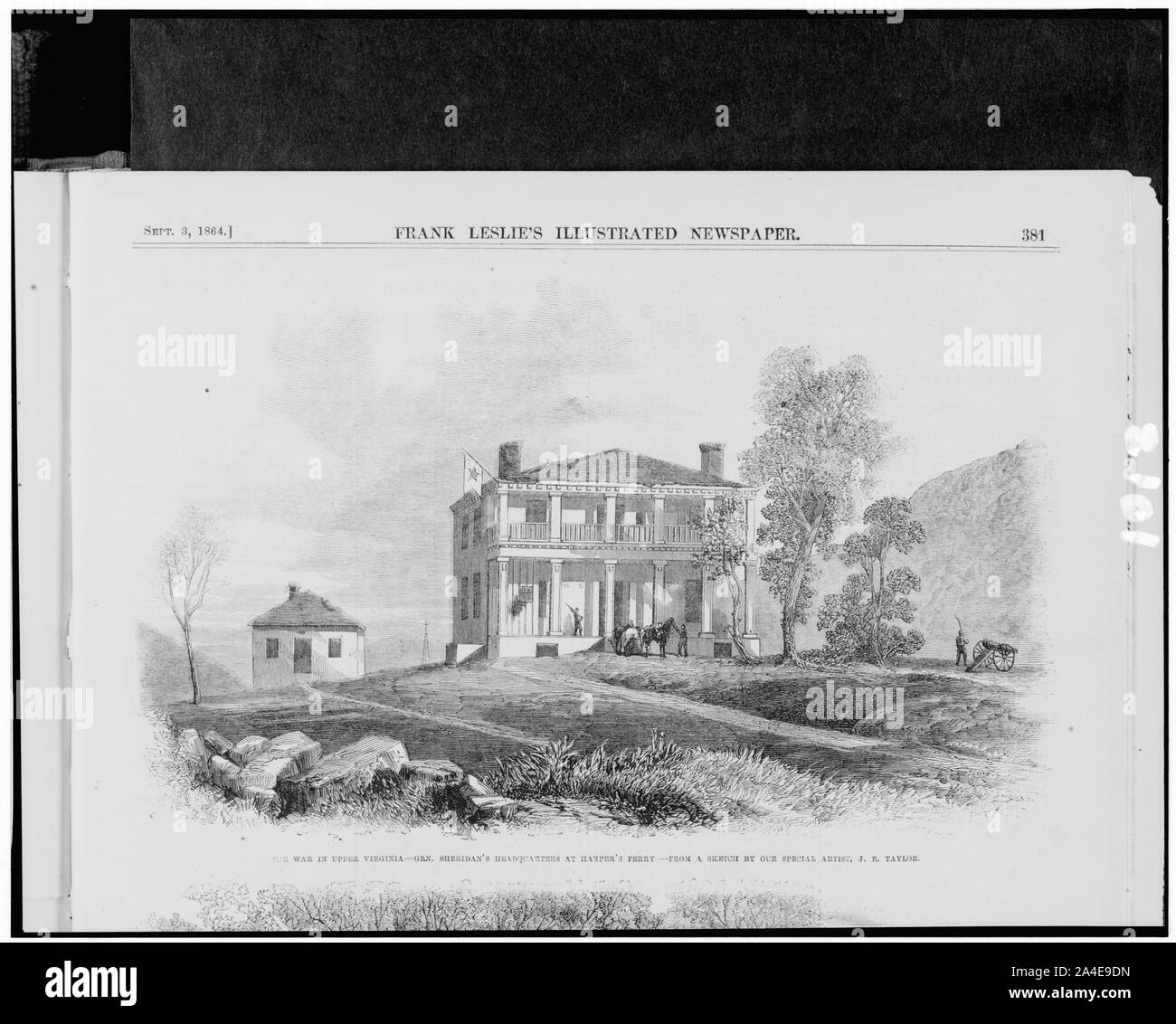 La guerra in Virginia superiore - gen. Sheridan presso la sede centrale a Harper's Ferry / da uno schizzo di J.E. Taylor. Foto Stock