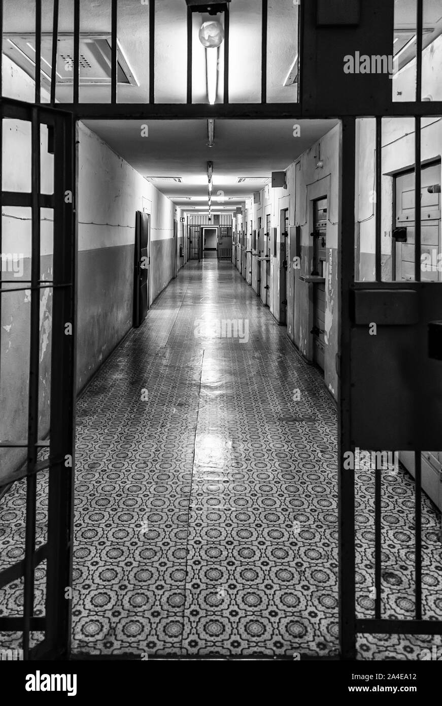 Vecchia Prigione tedesca, dettaglio di confinamento e il crimine e la giustizia Foto Stock