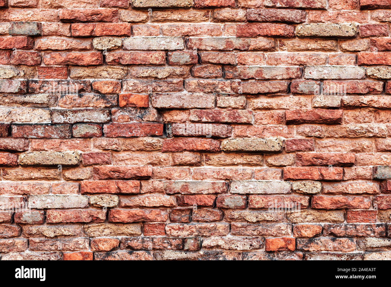 Grunge muro di mattoni con uno sfondo con texture di invecchiamento Foto Stock