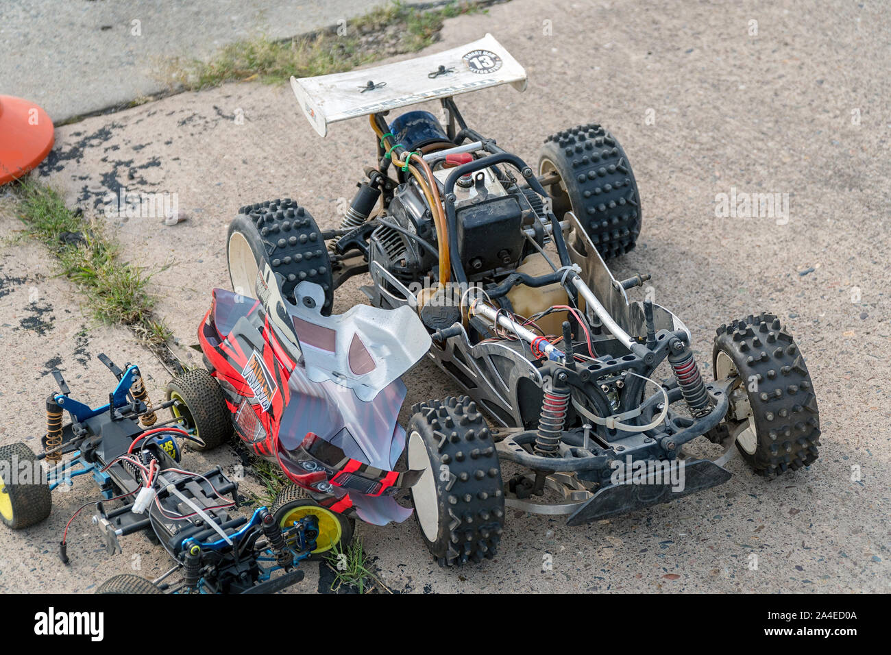 Smontaggio RC Model Cars Racing. Auto modello senza cima. Radio Controlled auto modello telaio Foto Stock