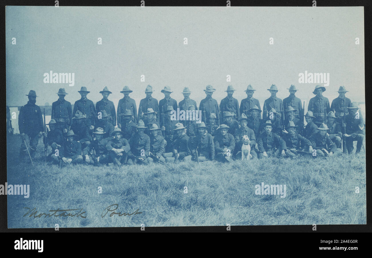 Theodore Roosevelt piloti ruvida, all accampamento militare, Montauk Point, New York Foto Stock