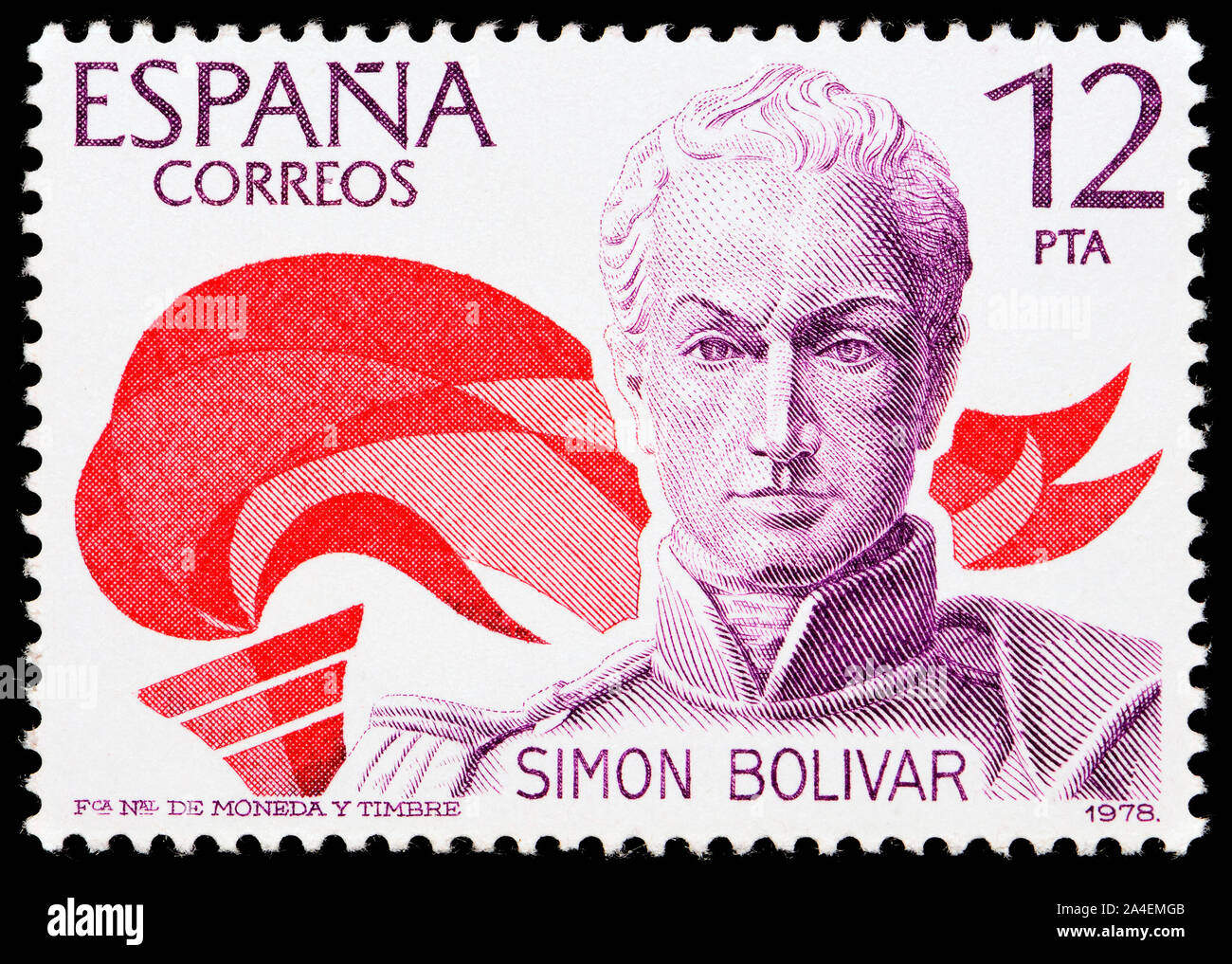 Lo spagnolo francobollo (1978) : Simón Bolívar (Simón José Antonio de La Santísima Trinidad Bolívar y Palacios Ponte-Andrade y Blanco: 1783 - 1830) " El Foto Stock