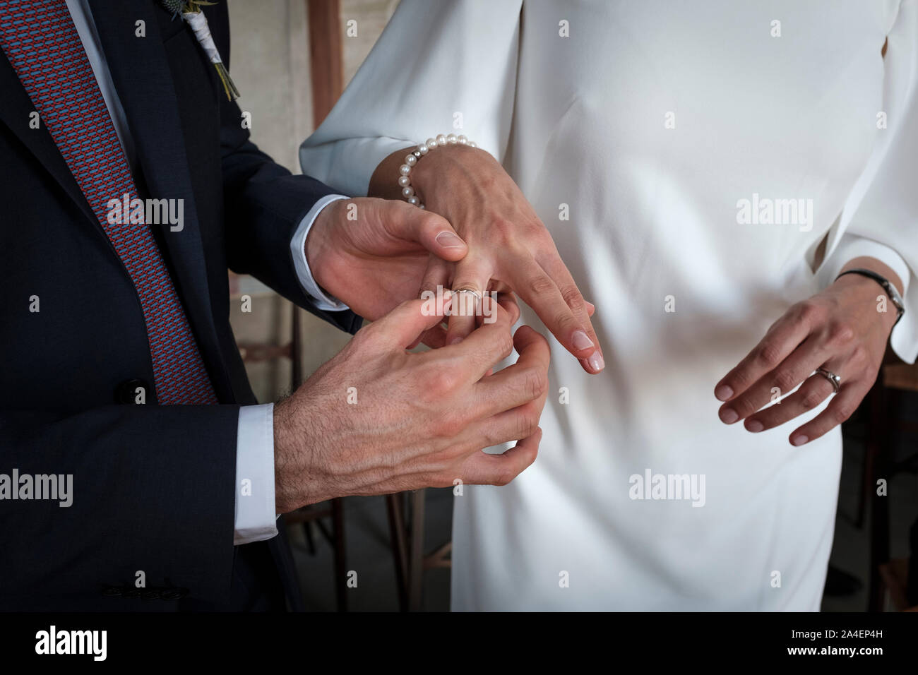 Anello di nozze, cerimonia di nozze Foto Stock