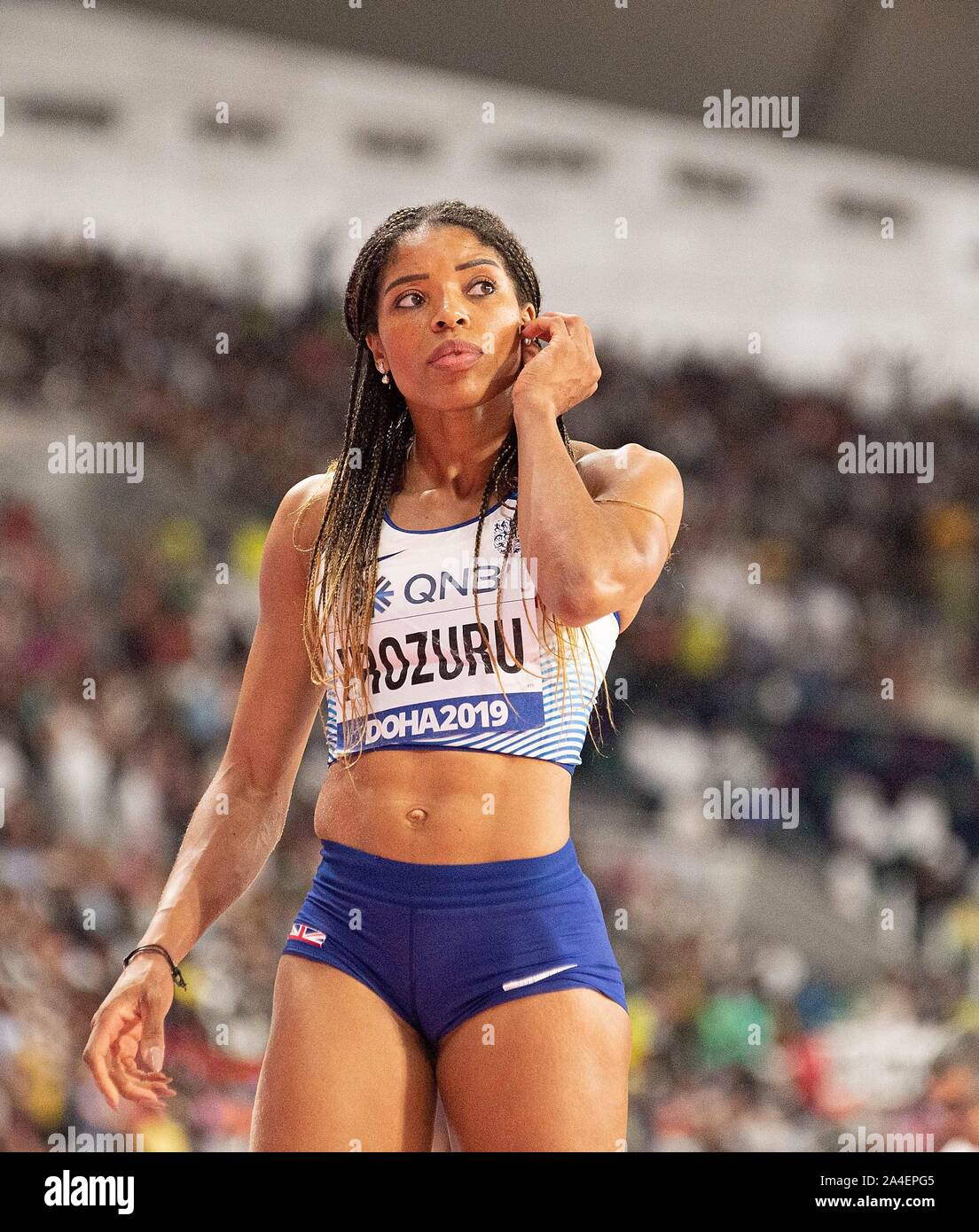 Abigail Irozuru (GBR) finale Donne Salto in lungo, 06.10.2019 mondiali di atletica 2019 a Doha / Qatar, dal 27.09. - 10.10.2019. | Utilizzo di tutto il mondo Foto Stock