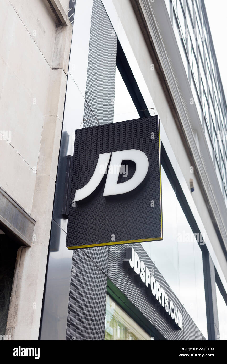 Segno JD logo, Londra, Inghilterra Foto Stock