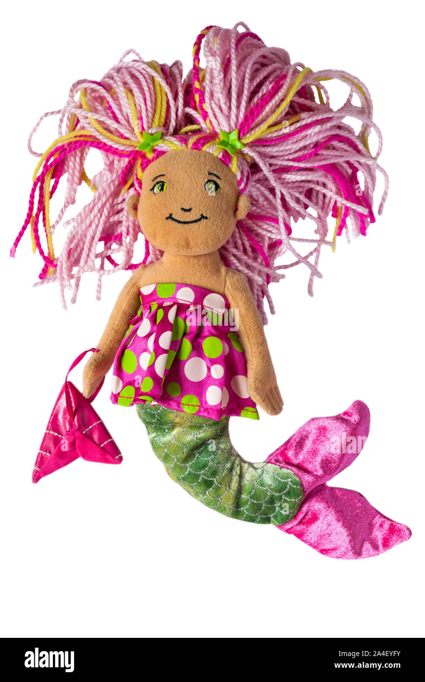 Le ragazze di Groovy Mackenna ha mermaid Soffice bambola giocattolo isolati su sfondo bianco Foto Stock
