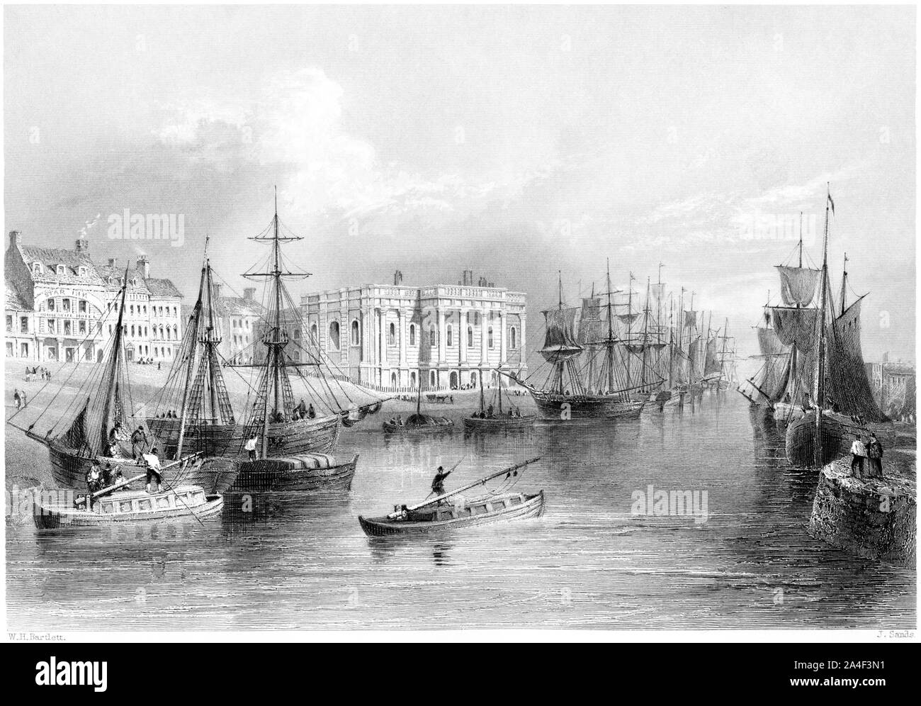 Una incisione della banchina, Yarmouth scansionati ad alta risoluzione da un libro stampato in 1842. Ritiene copyright free. Foto Stock