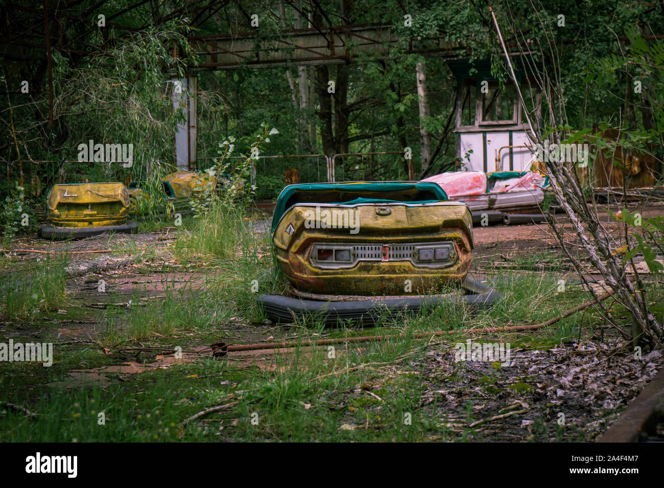 Autoscontro situato nel Pripjat. Foto Stock