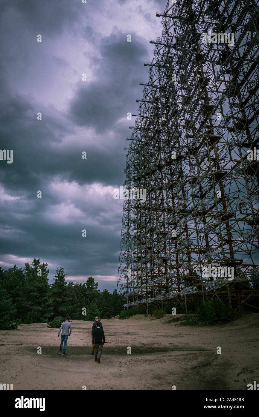 Il Radar Duga di Chernobyl zona di esclusione Foto Stock