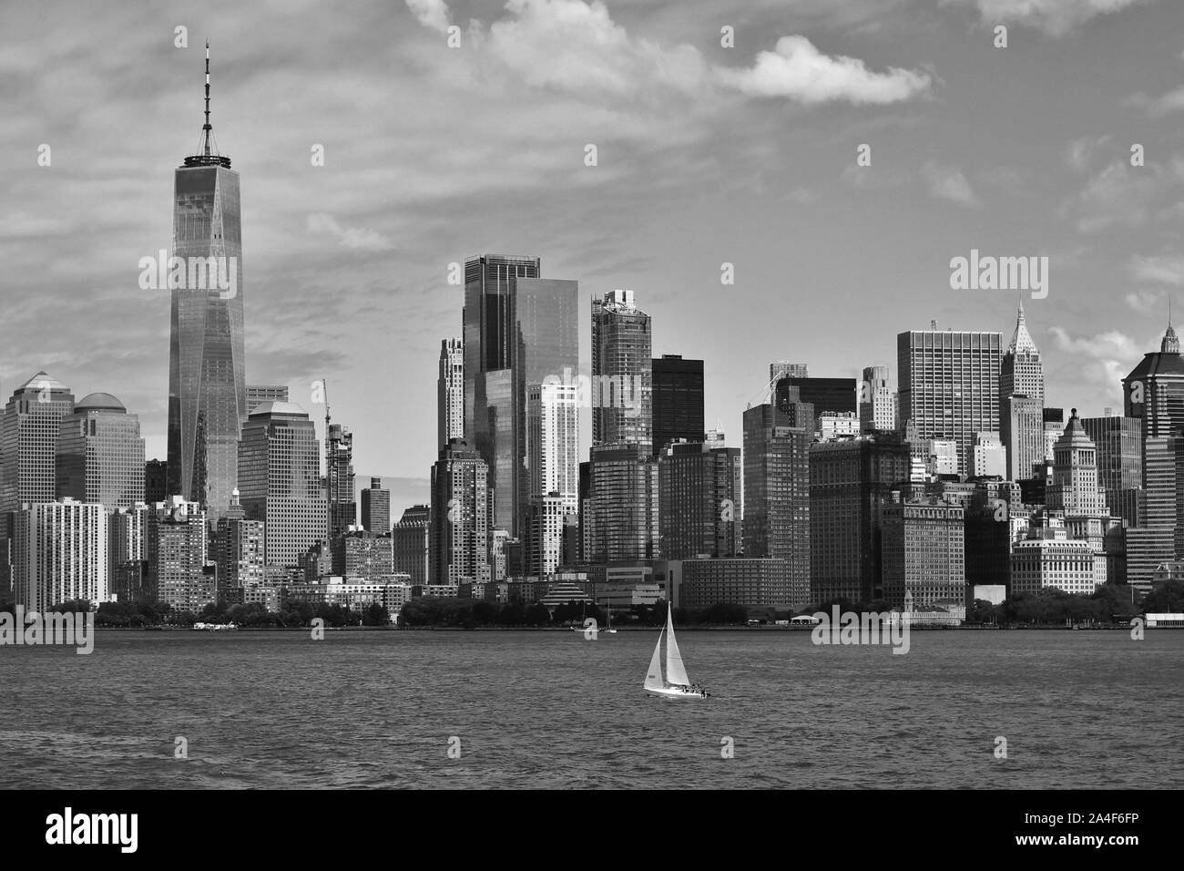 Skyline Cityscape vista del West Side di Manhattan, New York City, preso dal fiume Hudson. Foto Stock