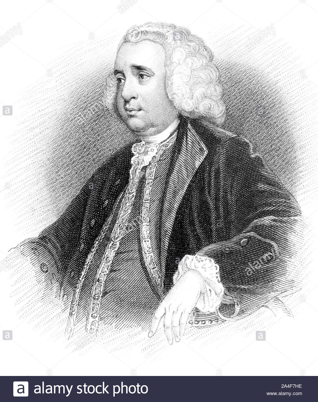 Henry Fox ritratto, primo barone Holland, 1705 - 1774, era un uomo politico britannico, vintage illustrazione dal 1850 Foto Stock