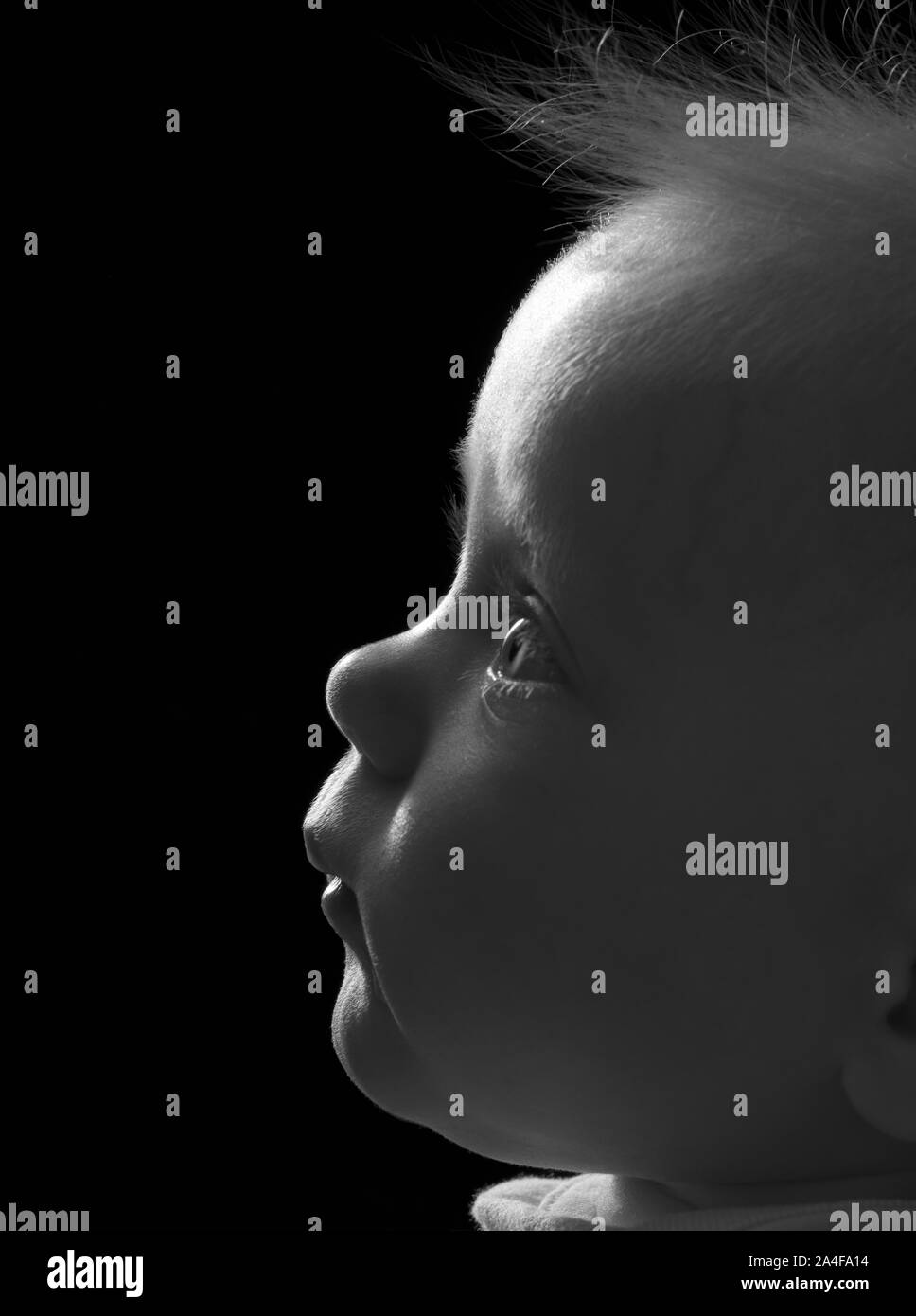 Ritratto in bianco e nero di un mese otto baby girl Foto Stock