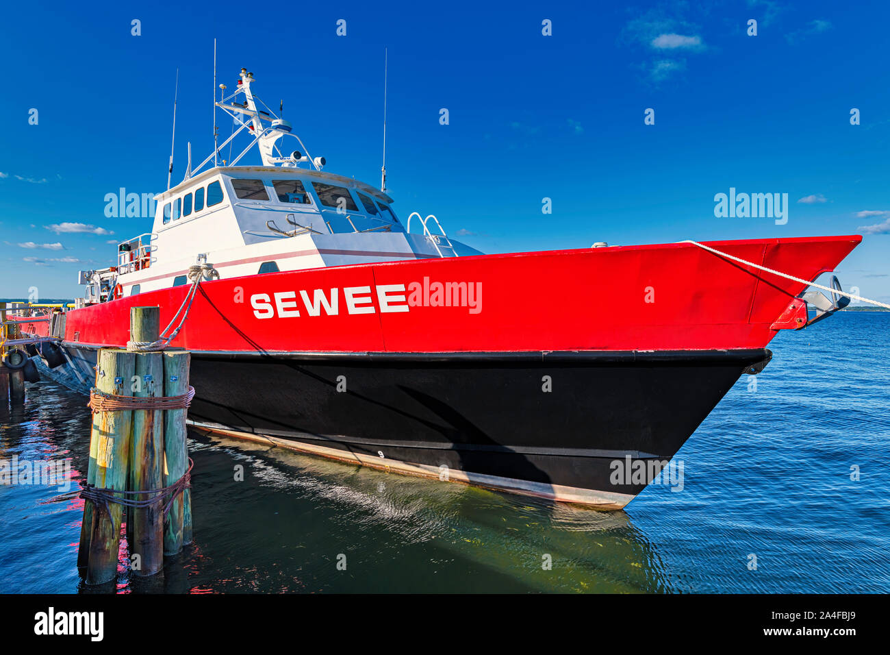 Città di Panama, Florida USA. 10/13/2019. Ormeggiata al St Andrews Marina il Sewee è una classe 165 fornitura rapida / crewboat. Foto Stock