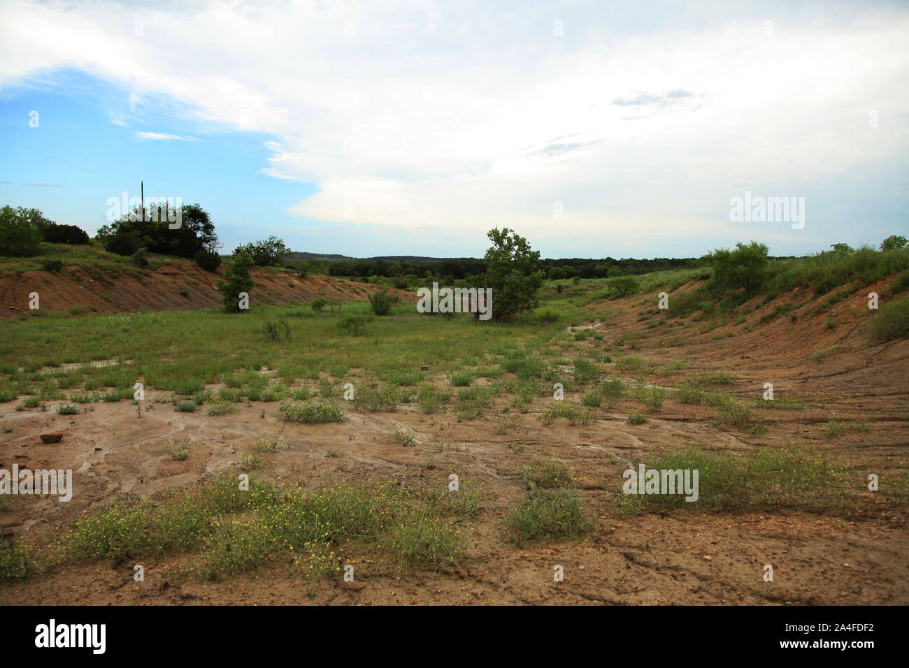 Mineral Wells, Texas - Mineral Wells Fossil Park in Texas, vista panoramica con spazio per fotocopie Foto Stock