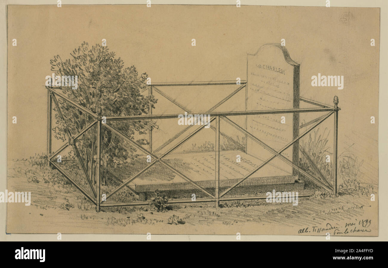 Tomba di balloonist francese Jacques Alexandre Charles nel cimitero di Père la Chaise cimitero di Parigi Foto Stock