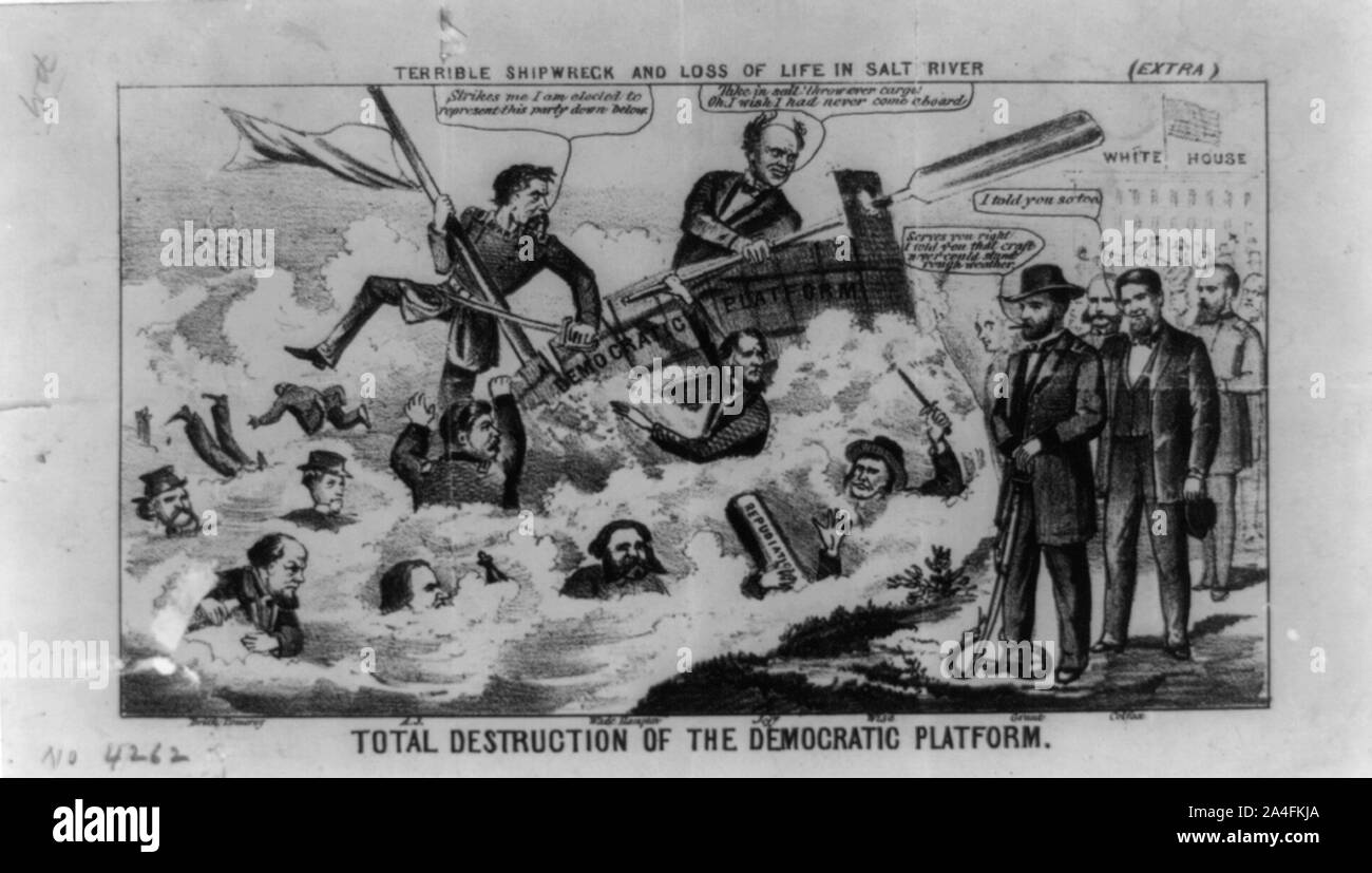 Distruzione totale della piattaforma democratica / terribile naufragio e la perdita della vita nel fiume di sale Foto Stock