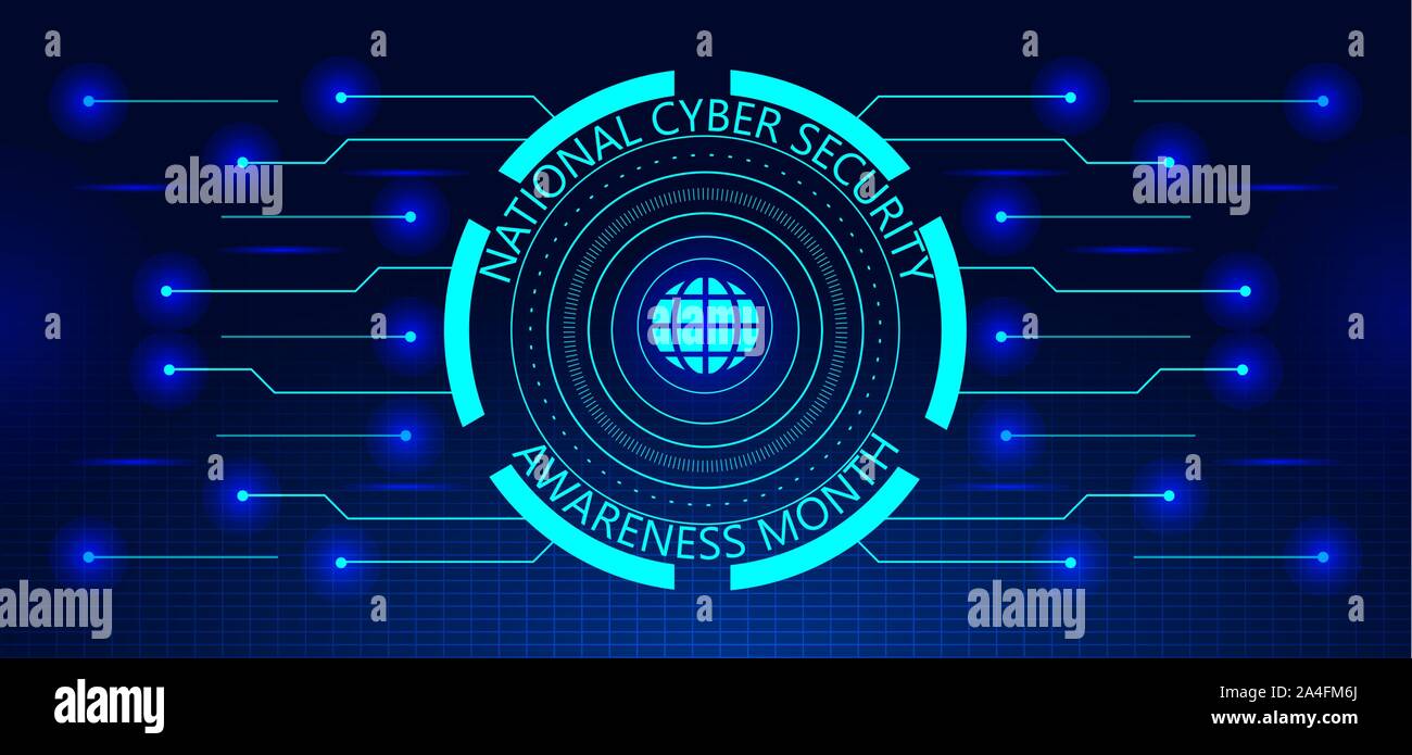 National Cyber Security Awareness Month NCSAM è osservata in ottobre negli Stati Uniti. Illustrazione Vettoriale