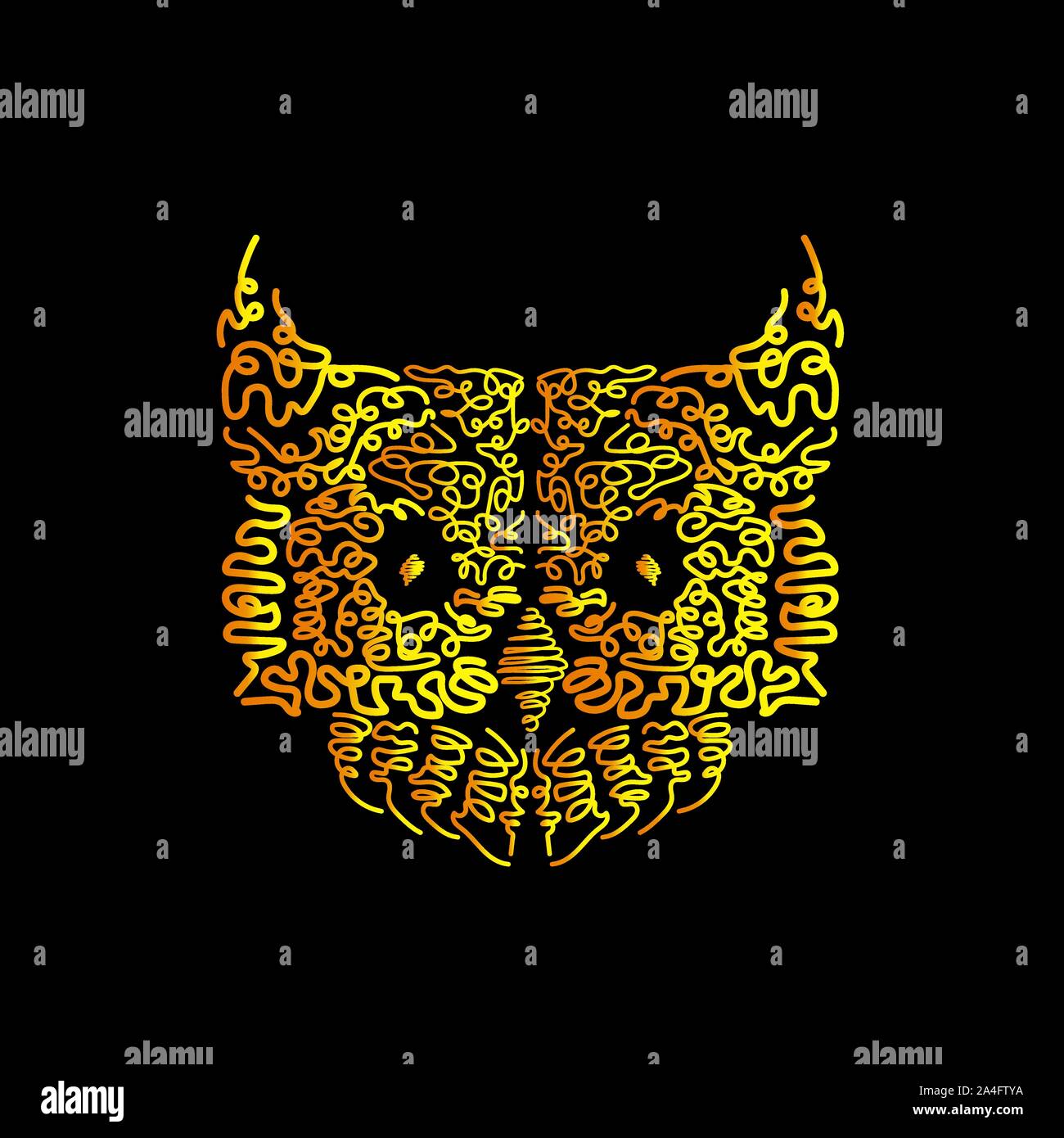 Disegnato a mano la testa del gufo. Essa può essere utilizzata per la stampa di design. Arte digitale del gufo uccello Illustrazione Vettoriale