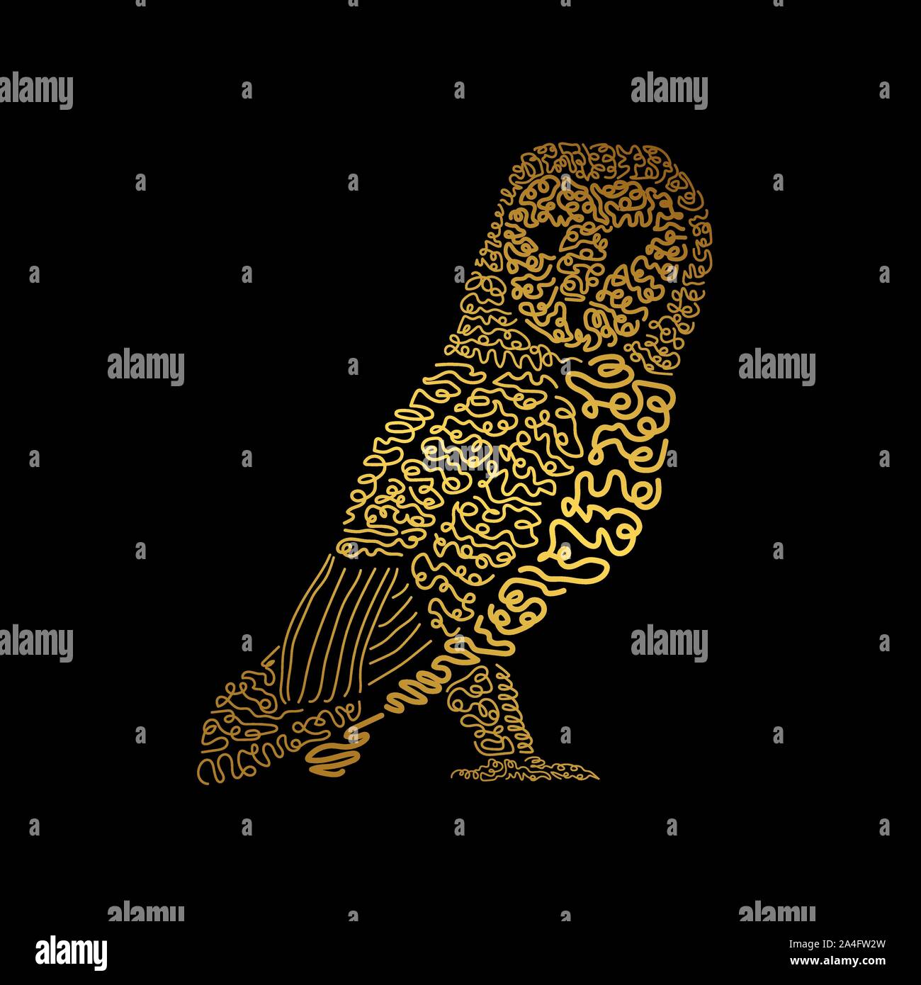 Disegnata a mano il gufo uccello. Essa può essere utilizzata per la stampa di design. Illustrazione Vettoriale di gufo uccello Illustrazione Vettoriale