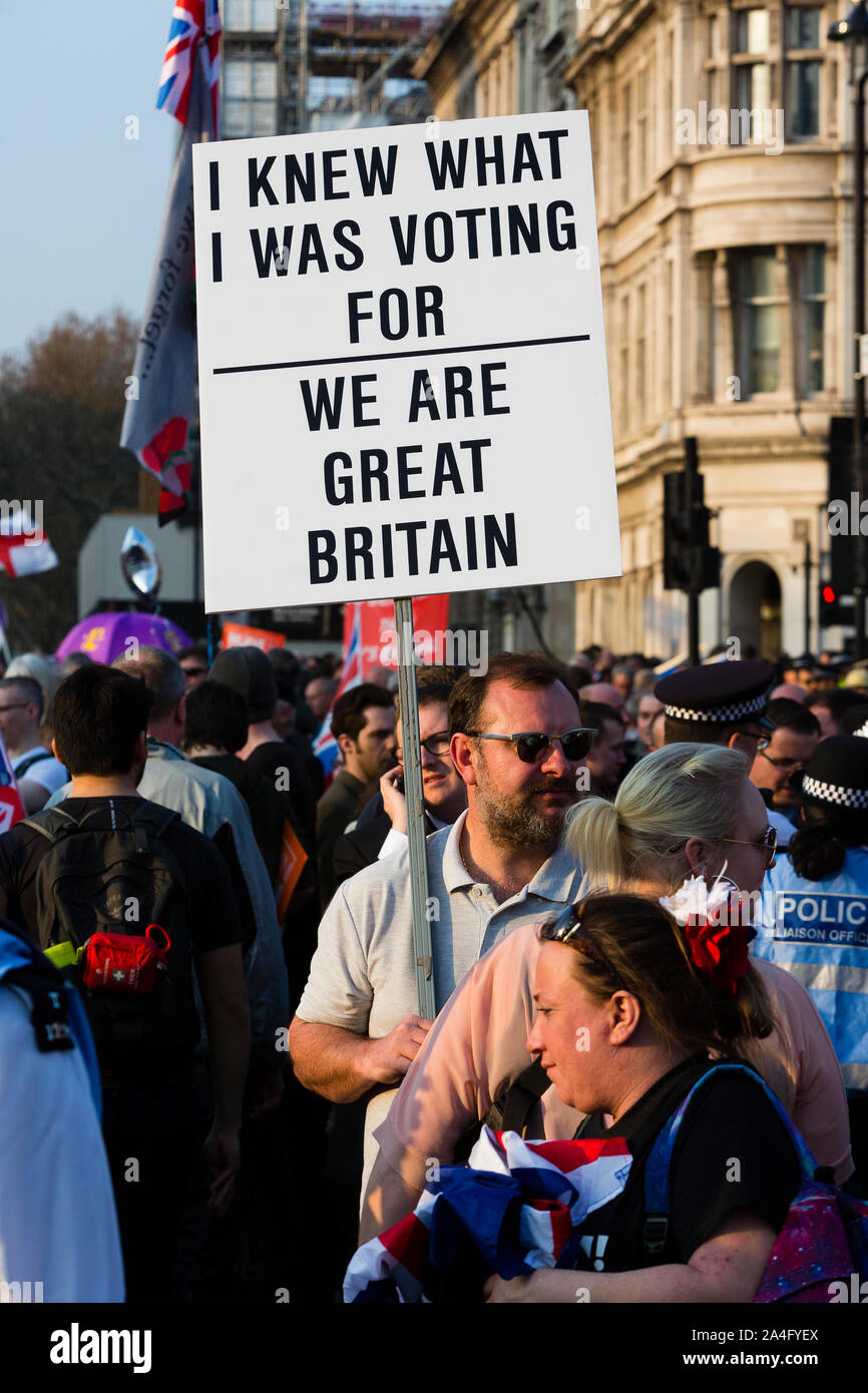 Londra, Regno Unito. Pro-Brexit protesta. Foto Stock