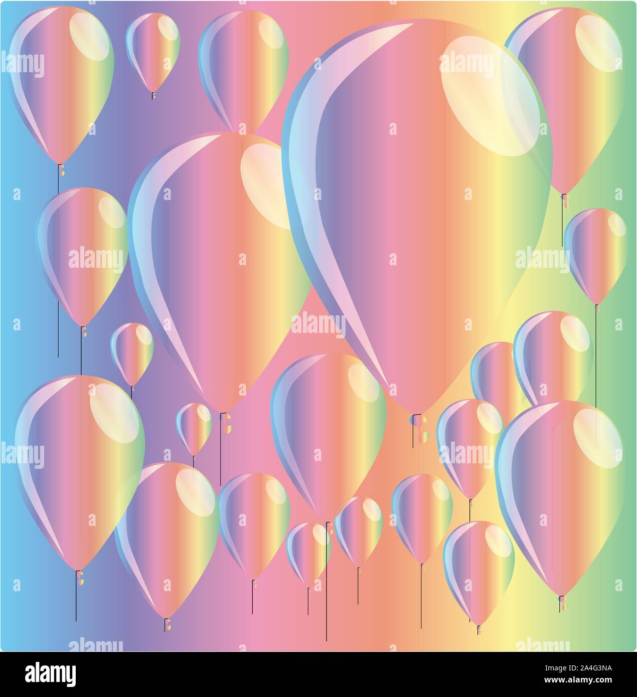 Una colorata collezione di multicolor palloncini arcobaleno Illustrazione Vettoriale