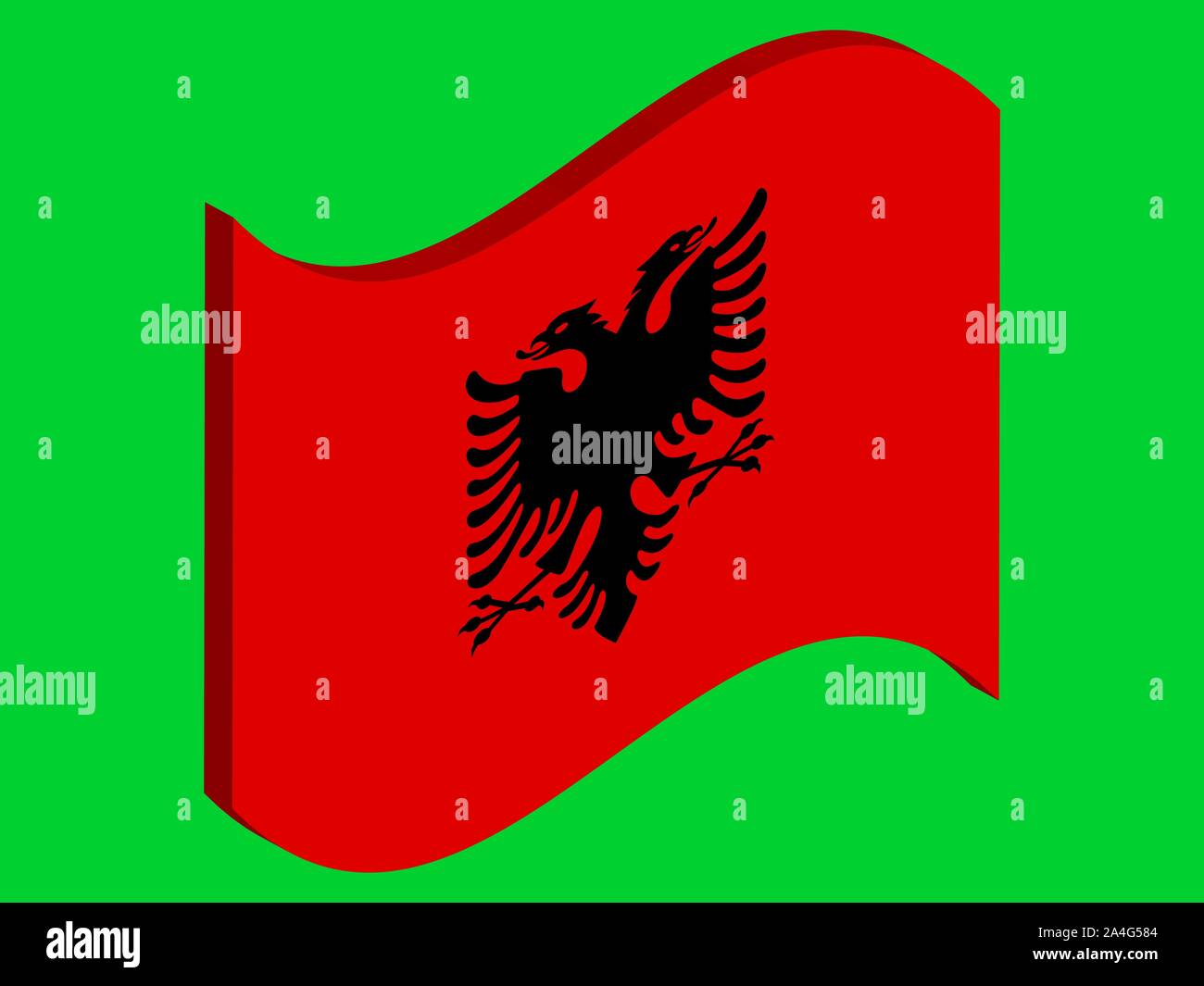 Onda bandiera nazionale di Albania illustrazione vettoriale EPS10. Illustrazione Vettoriale