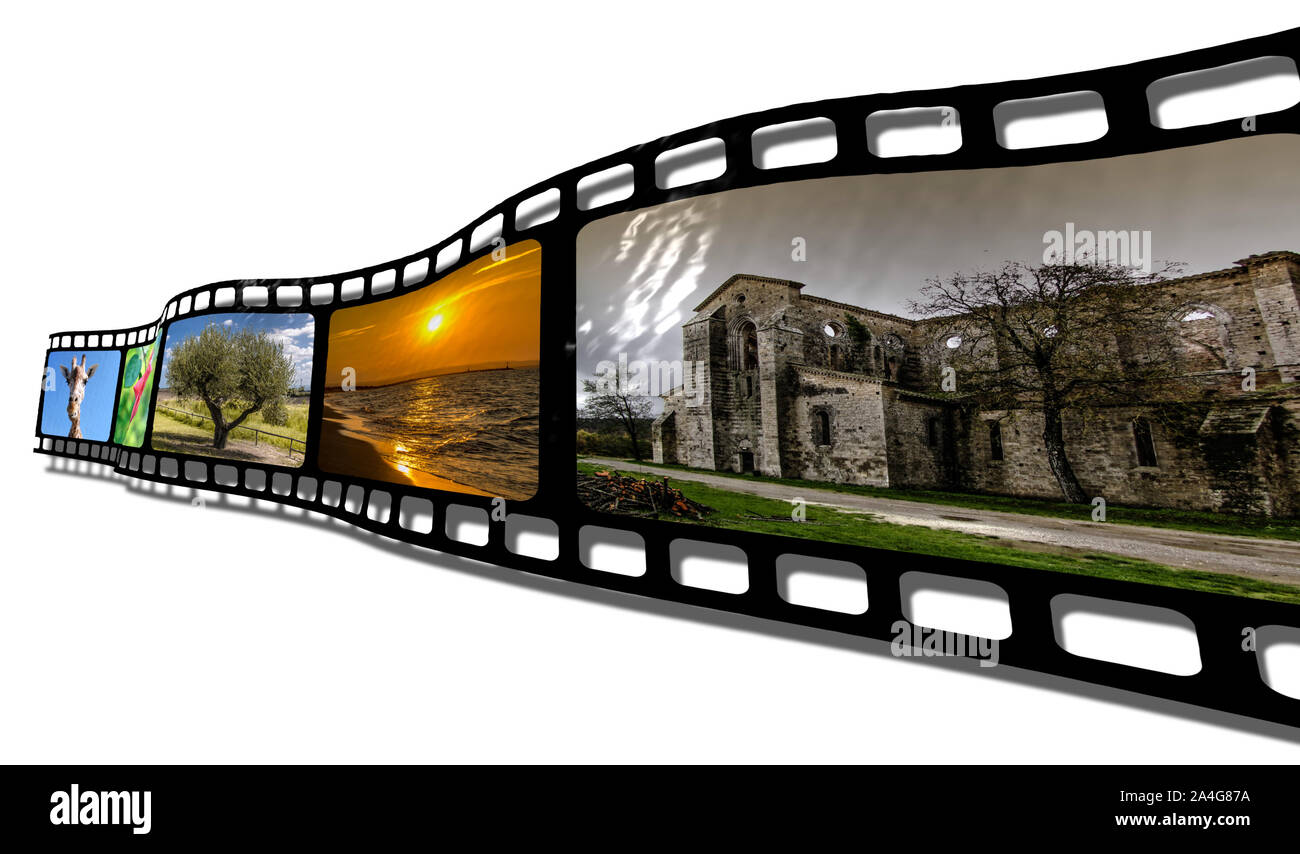 Film di telaio con varie foto all'interno Foto Stock