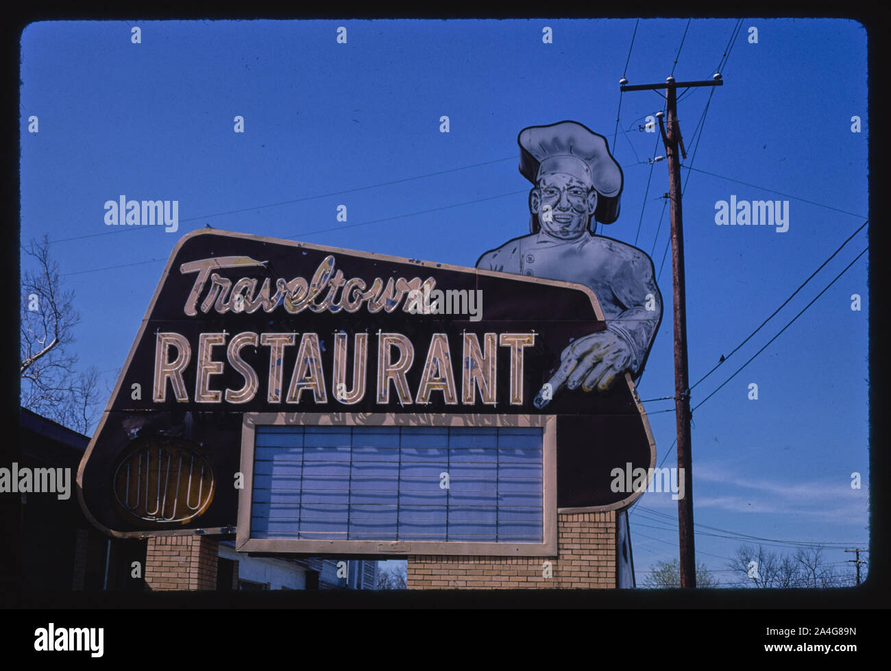 Ristorante Traveltown segno, Route 11, Cloverdale, Virginia Foto Stock