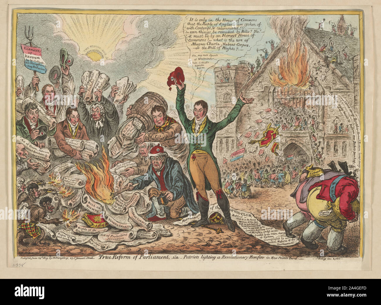 La vera riforma del Parlamento,--cioè--illuminazione patrioti un rivoluzionario-falò in Palazzo Nuovo Cantiere Foto Stock