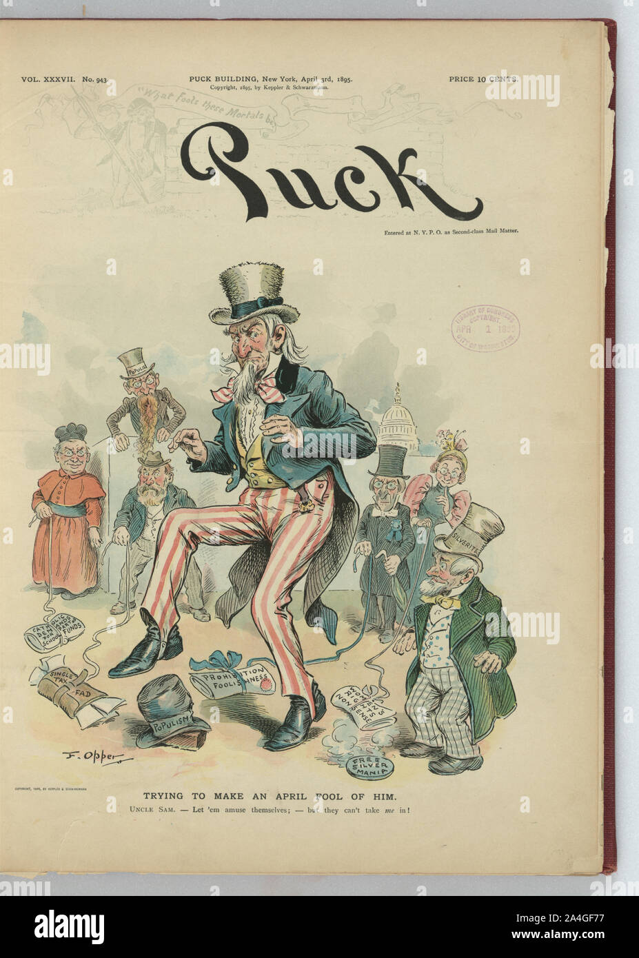 Cercando di fare uno sciocco di aprile di lui / F. Opper. Foto Stock