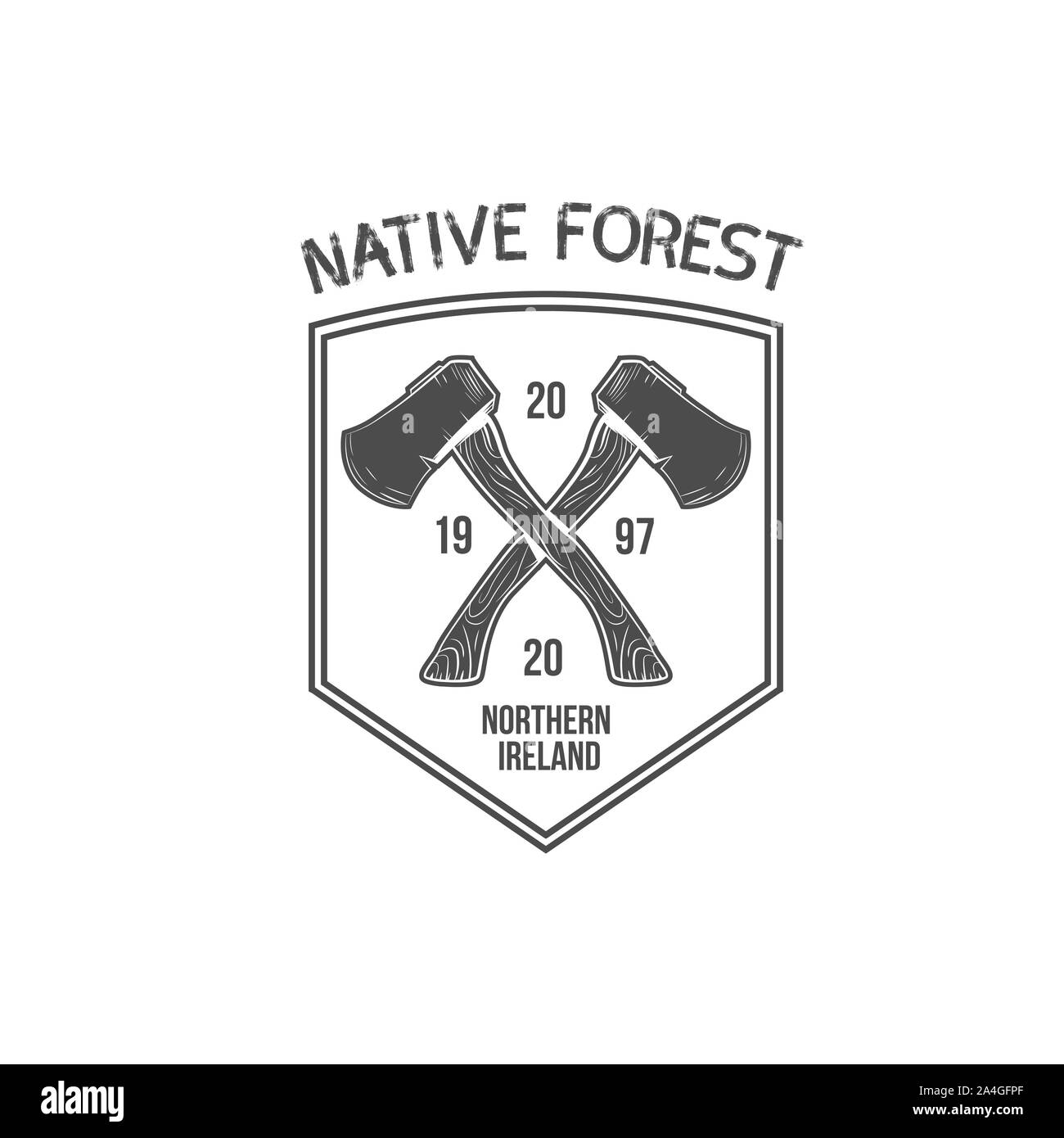 Vintage camping outdoor e avventura loghi, badge, etichette, emblemi, segni ed elementi di design. Arte grafica. Illustrazione Vettoriale. Foto Stock